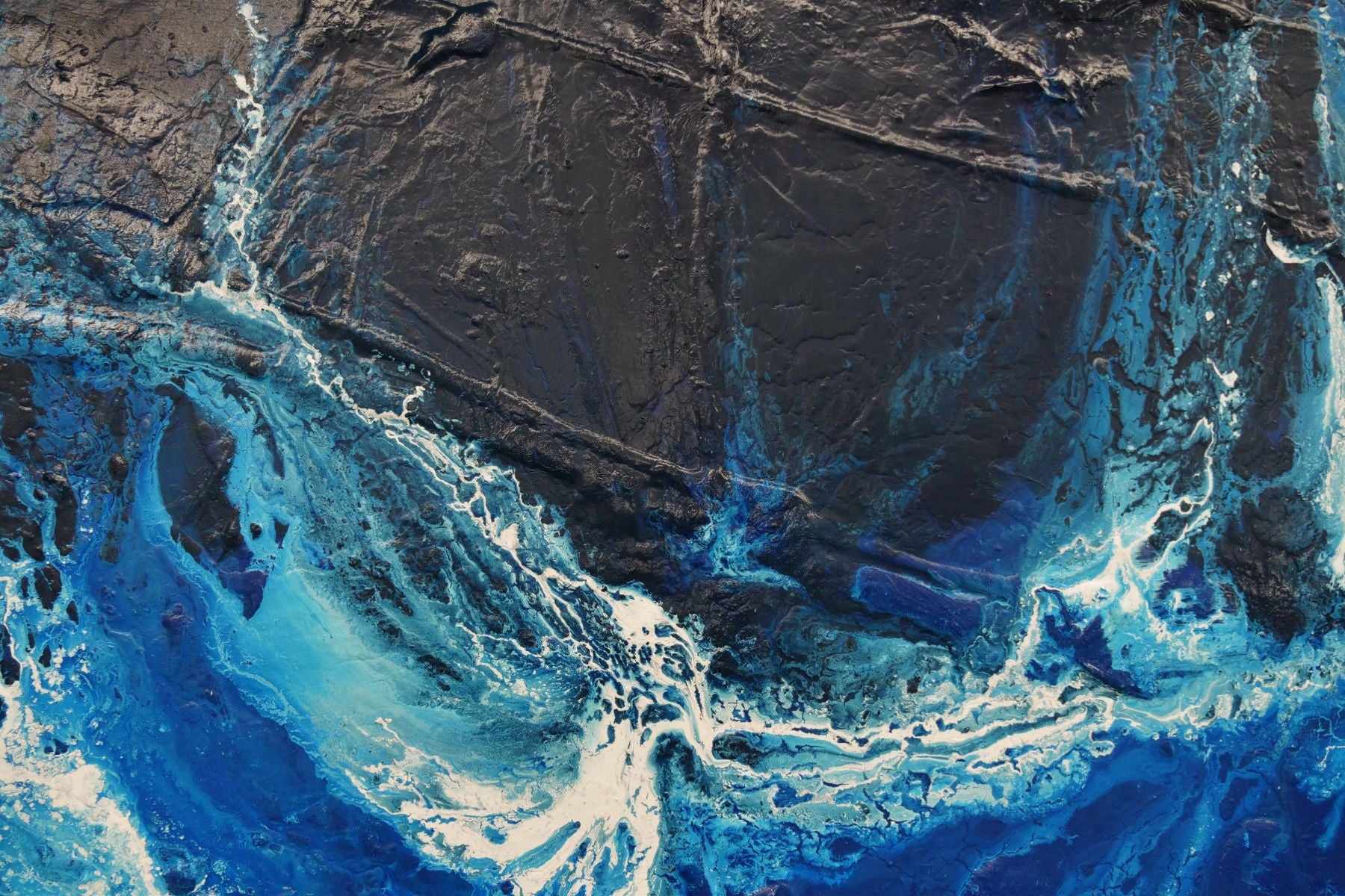 Midnight Sapphire 190cm x 100cm Blue White Textured Abstract Painting (SOLD)-Abstract-[Franko]-[Artist]-[Australia]-[Painting]-Franklin Art Studio