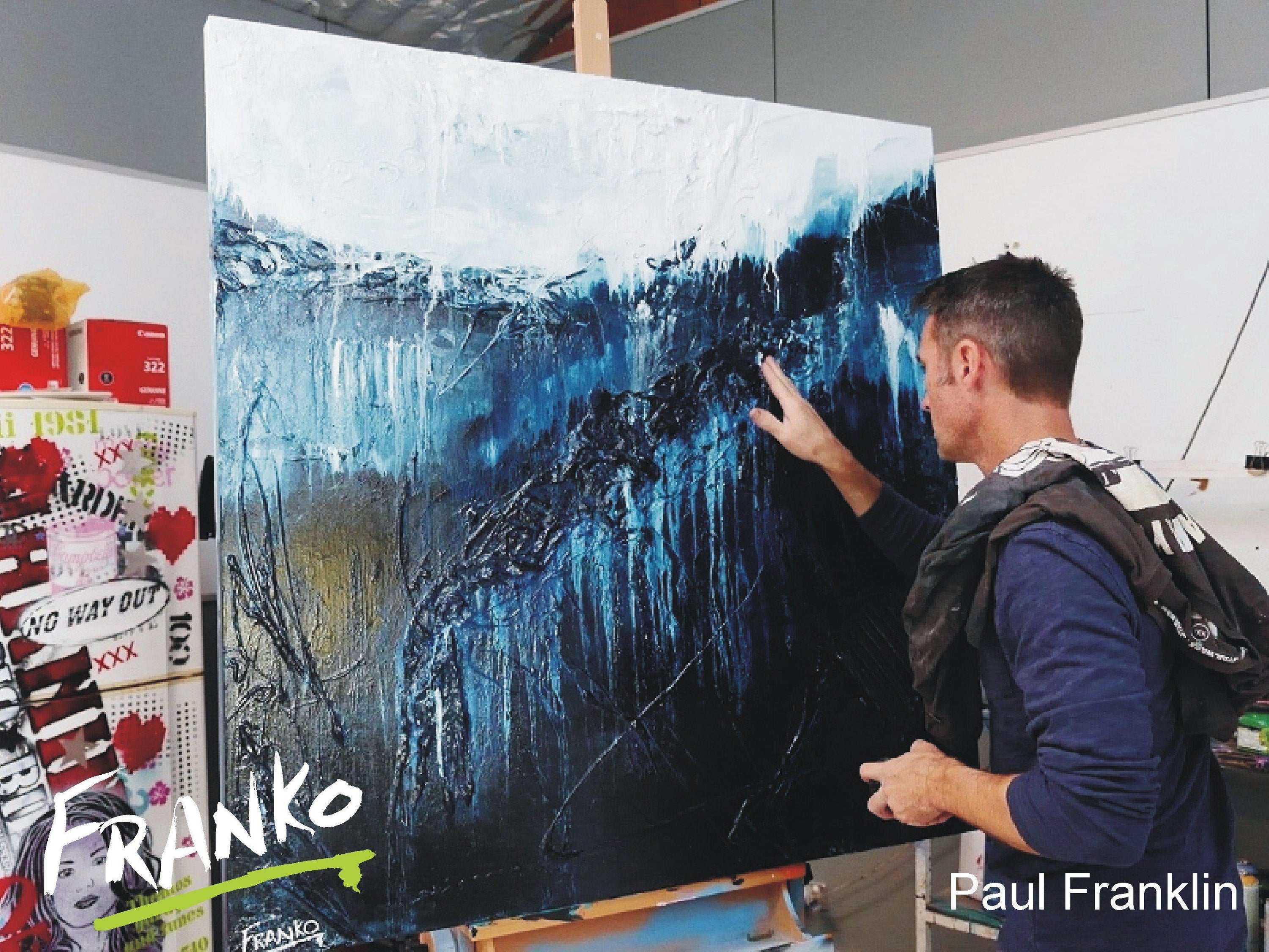 Midnight Seclusion 120cm x 120cm Blue Abstract Painting (SOLD)-abstract-[Franko_Artist]-[The_Block]-[Dream_Homes]-[ideas]- [Grand_Designs]-Franklin Art Studio