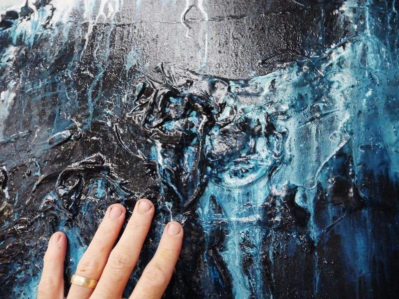 Midnight Seclusion 120cm x 120cm Blue Abstract Painting (SOLD)