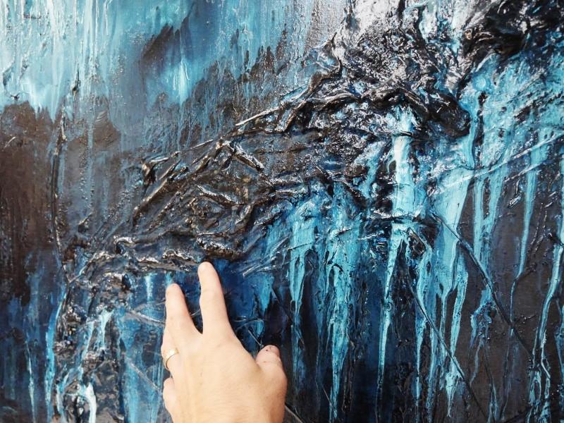 Midnight Seclusion 120cm x 120cm Blue Abstract Painting (SOLD)-abstract-[Franko]-[Artist]-[Australia]-[Painting]-Franklin Art Studio