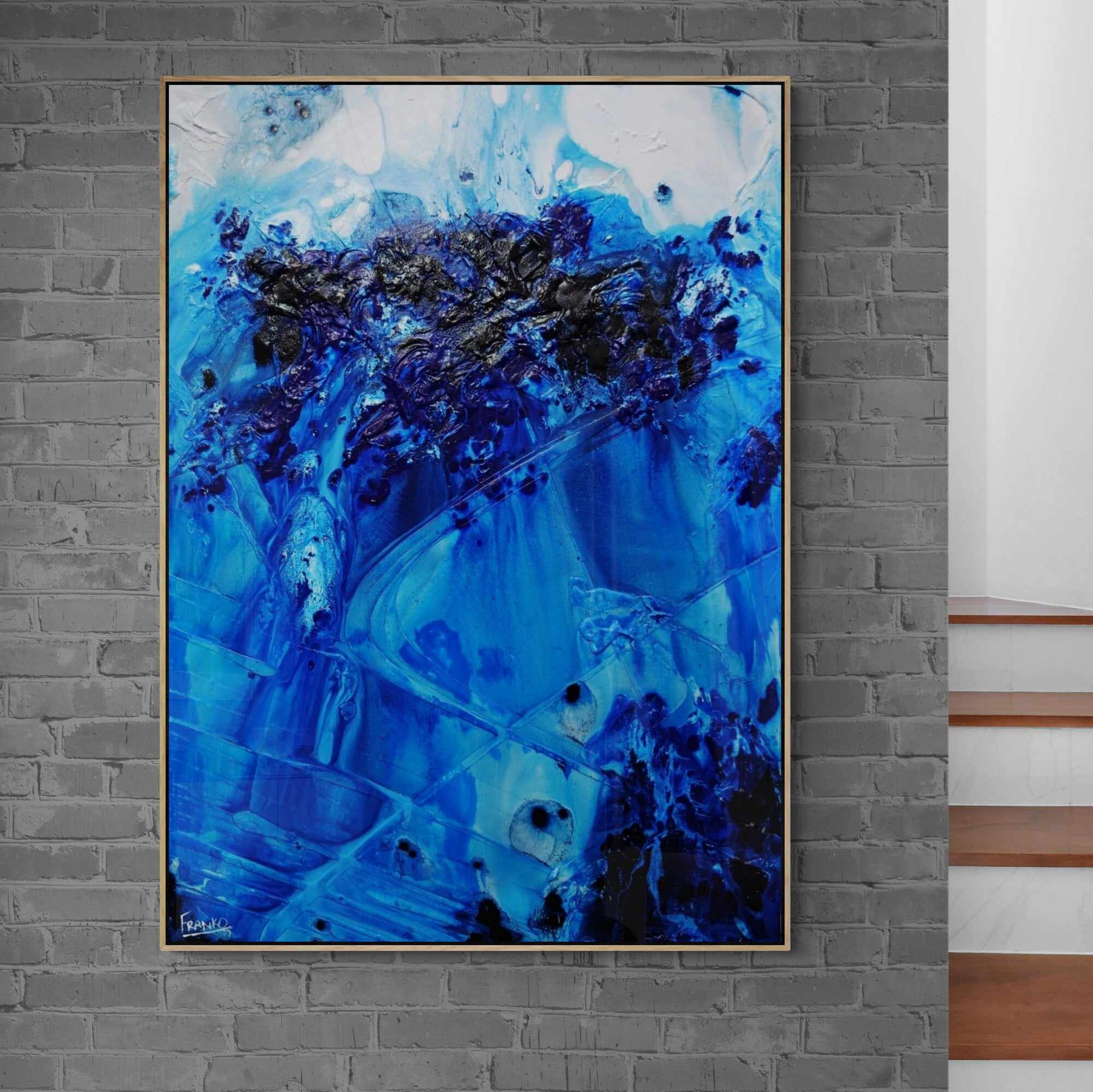 Midnight Stimulation 140cm x 100cm Blue White Textured Abstract Painting (SOLD)-Abstract-[Franko_Artist]-[Australian_artist]-[Gold_Coast]-[Brisbane]-[modern]-[contemporary]-[original]-[Large_artwork]-[The_Block]-[Dream_Homes]-[ideas]-[Grand_Designs]-[Art_Lover]-Franklin Art Studio