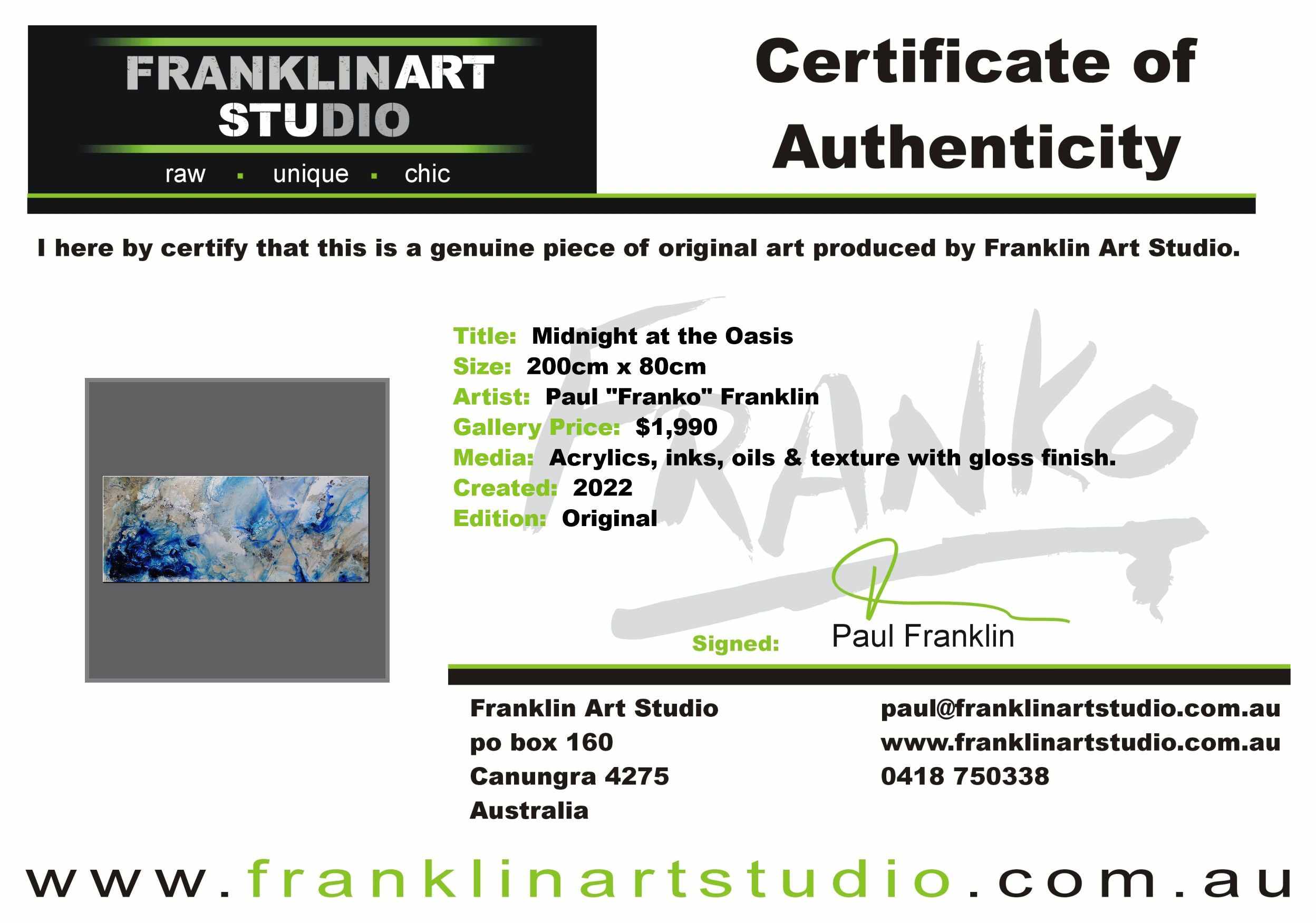 Midnight at the Oasis 200cm x 80cm Cream Blue Textured Abstract Painting (SOLD)-Abstract-[Franko_Artist]-[The_Block]-[Dream_Homes]-[ideas]-[Grand_Designs]-[Art_Lover]-Franklin Art Studio