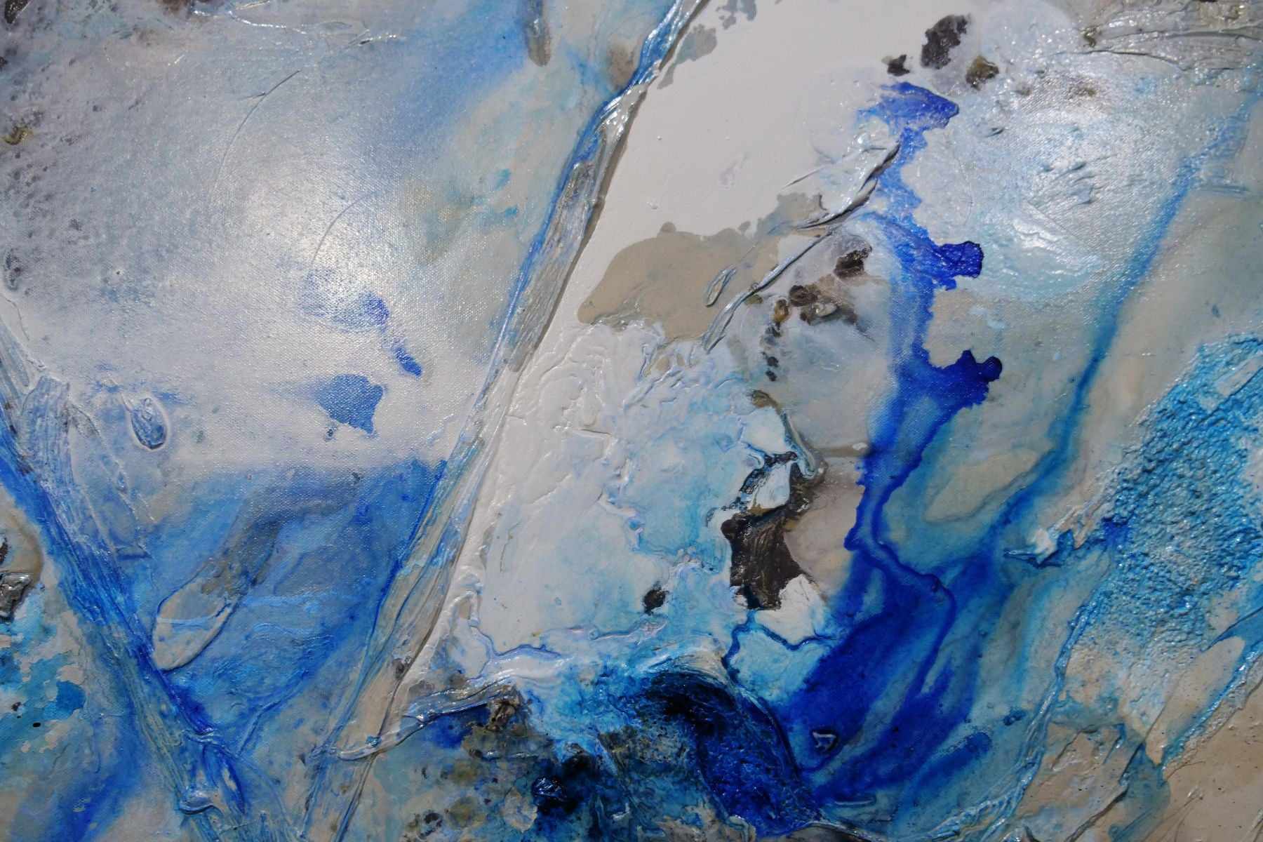 Midnight at the Oasis 200cm x 80cm Cream Blue Textured Abstract Painting (SOLD)