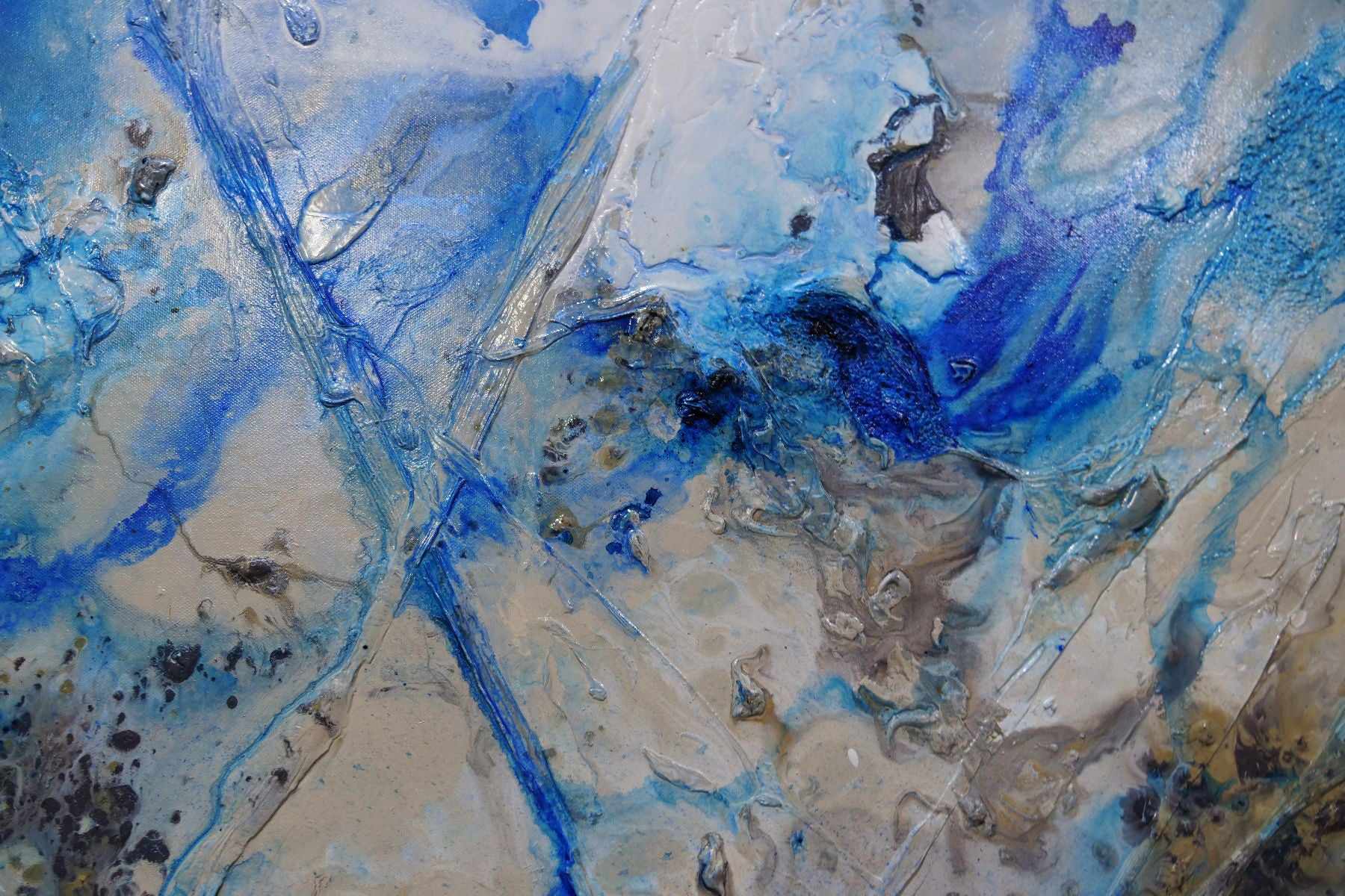Midnight at the Oasis 200cm x 80cm Cream Blue Textured Abstract Painting (SOLD)-Abstract-[Franko]-[Artist]-[Australia]-[Painting]-Franklin Art Studio