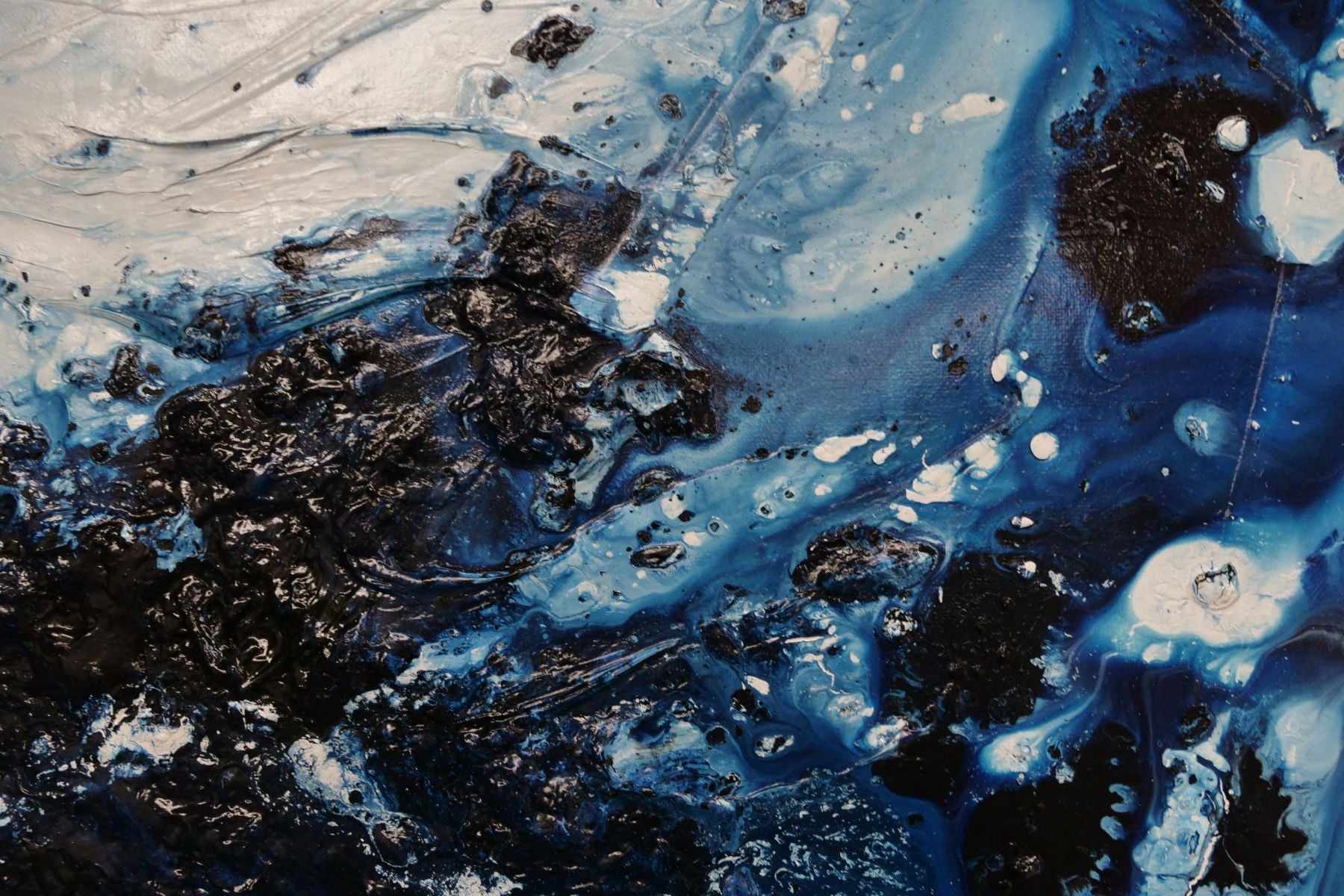 Midnight in the Hamptons 200cm x 80cm Blue White Textured Abstract Painting (SOLD)-Abstract-[Franko]-[Artist]-[Australia]-[Painting]-Franklin Art Studio