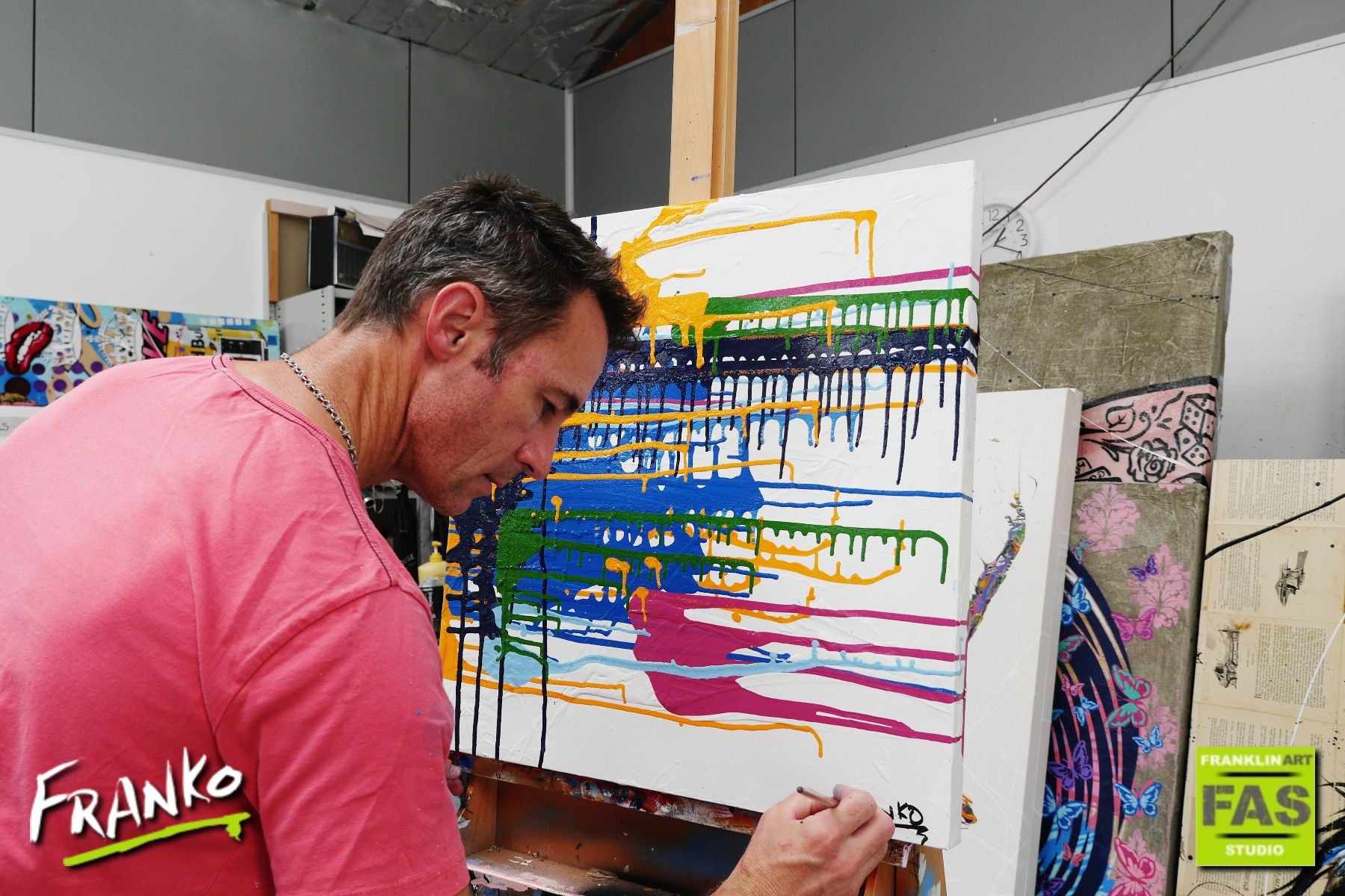 Mini Split 60cm x 60cm Square Colourful Abstract Painting (SOLD)-Abstract-[Franko_Artist]-[The_Block]-[Dream_Homes]-[ideas]- [Grand_Designs]-Franklin Art Studio