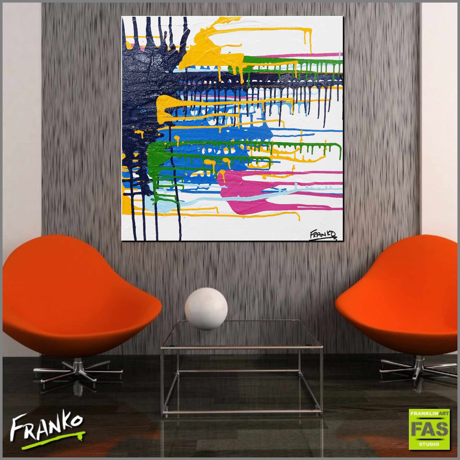 Mini Split 60cm x 60cm Square Colourful Abstract Painting (SOLD)-Abstract-[Franko_Artist]-[Australian_artist]-[Gold_Coast]-[Brisbane]-[modern]-[contemporary]-[original]-[Large_artwork]-[The_Block]-[Dream_Homes]-[ideas]-[Grand_Designs]-[Art_Lover]-Franklin Art Studio