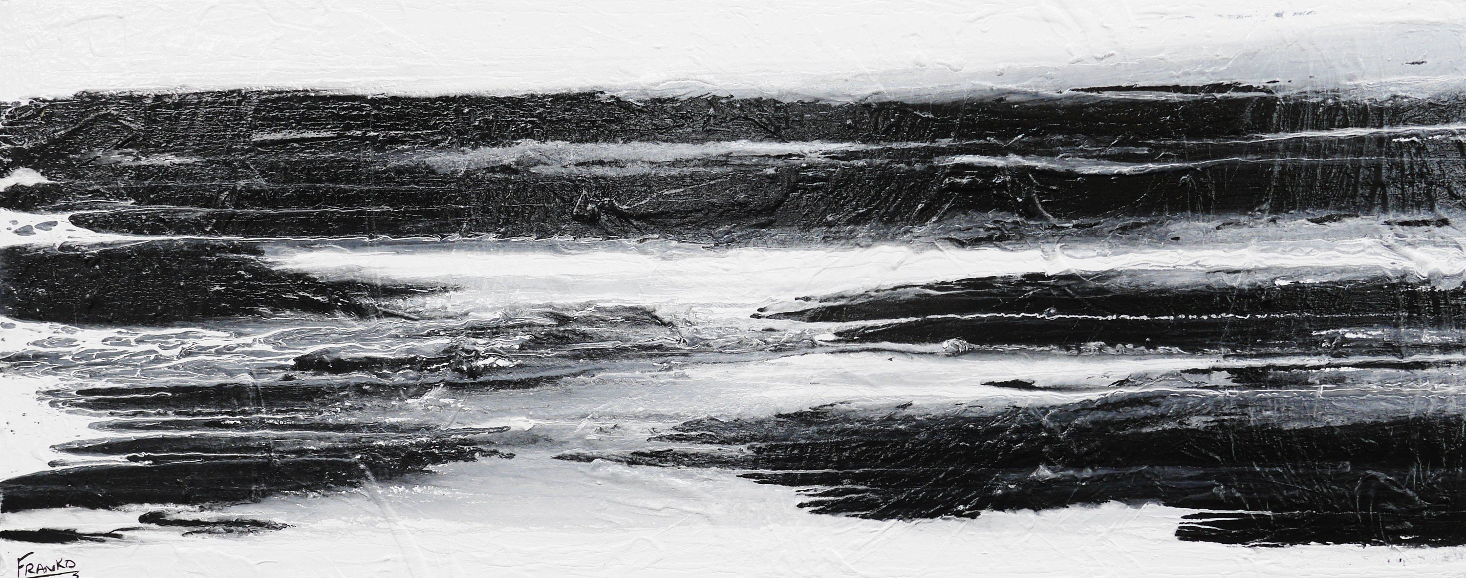 Minimal Horizon 200cm x 80cm Huge White Black Abstract Painting (SOLD)-Abstract-[Franko_Artist]-[The_Block]-[Dream_Homes]-[ideas]-[Grand_Designs]-[Art_Lover]-Franklin Art Studio