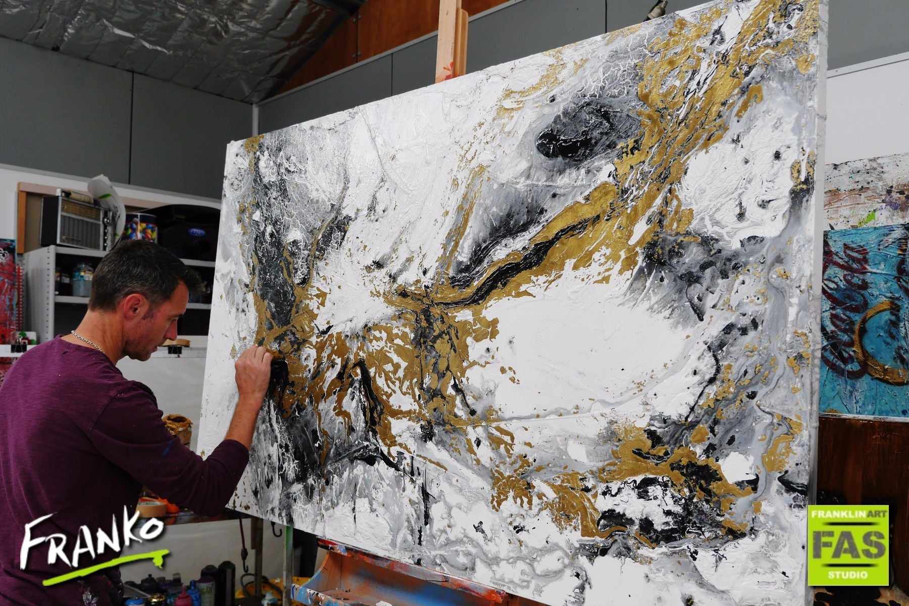 Minimalist Metallica 160cm x 100cm White Gold Abstract Painting (SOLD)-abstract-[Franko_Artist]-[The_Block]-[Dream_Homes]-[ideas]- [Grand_Designs]-Franklin Art Studio