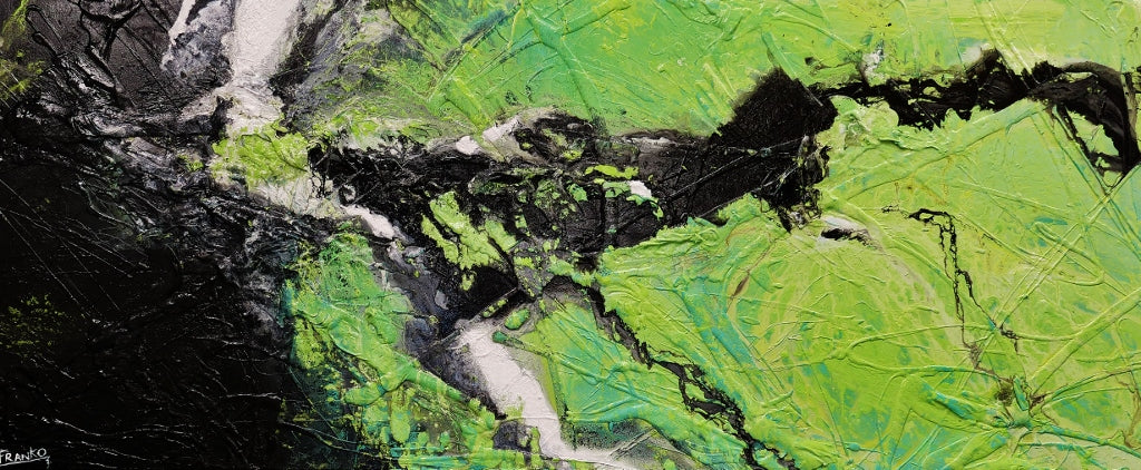 Minty Lime 240cm x 100cm Green Black Textured Abstract Painting-Abstract-[Franko_Artist]-[Australian_artist]-[Gold_Coast]-[Brisbane]-[modern]-[contemporary]-[original]-[Large_artwork]-Franklin Art Studio