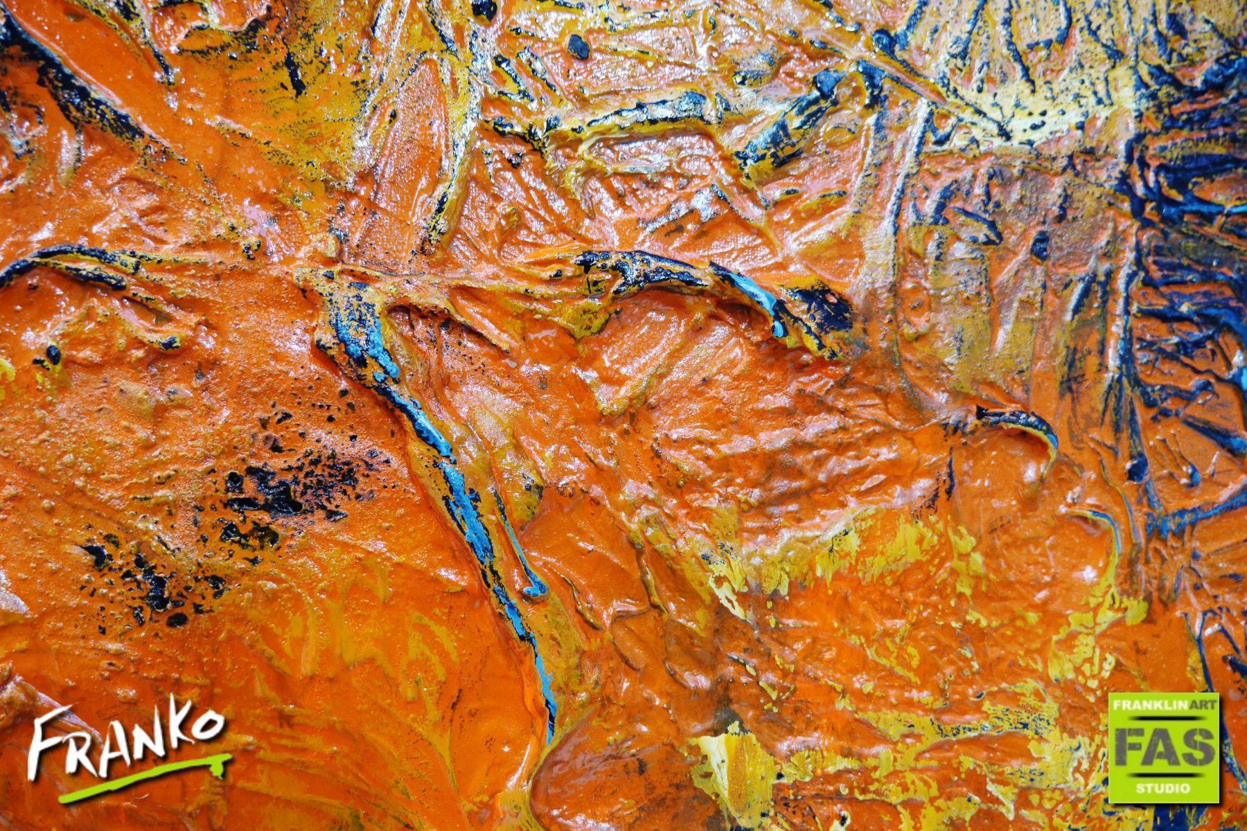 Mirage 160cm x 100cm Orange Blue Textured Abstract Painting