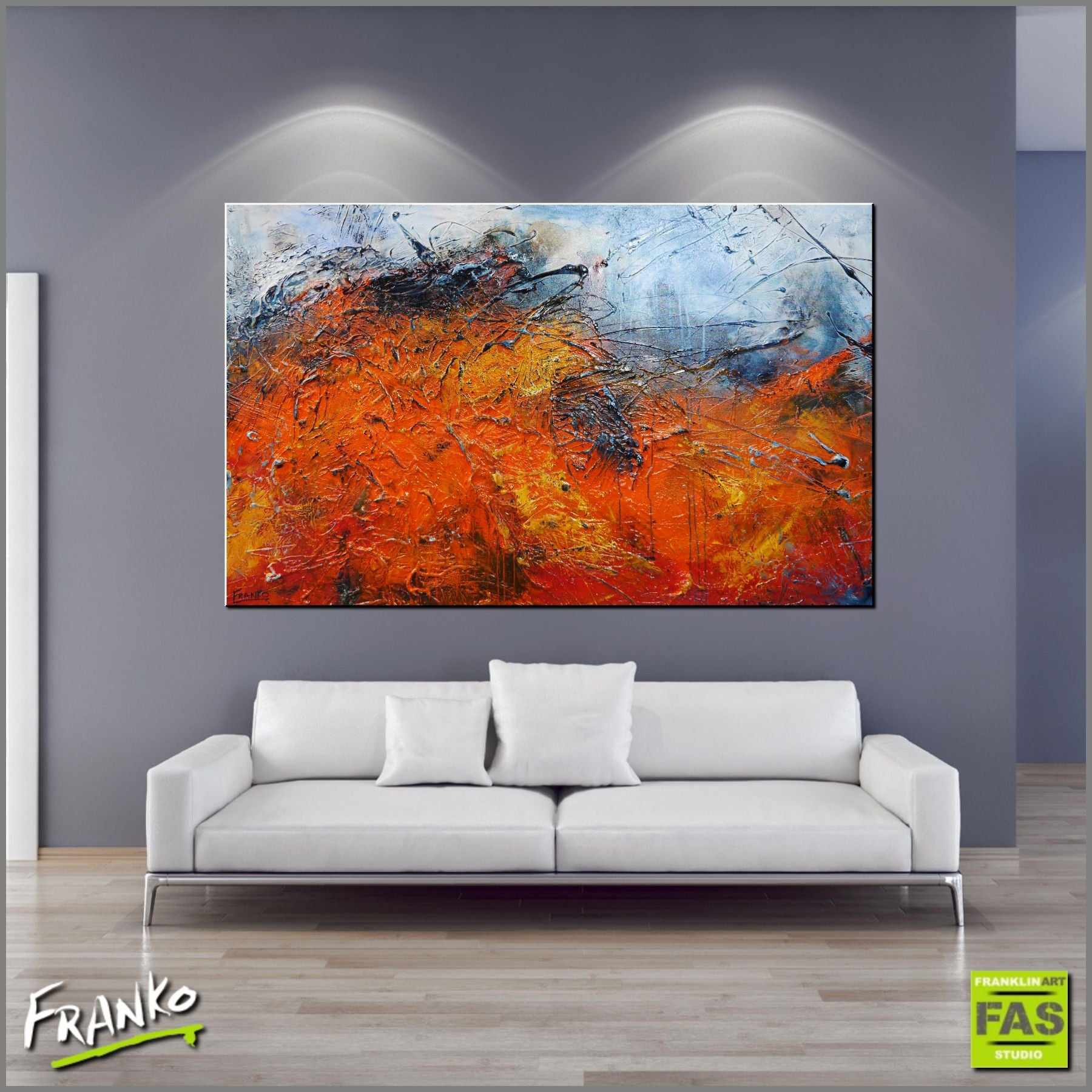 Mirage 160cm x 100cm Orange Blue Textured Abstract Painting-Abstract-[Franko_Artist]-[Australian_artist]-[Gold_Coast]-[Brisbane]-[modern]-[contemporary]-[original]-[Large_artwork]-[The_Block]-[Dream_Homes]-[ideas]-[Grand_Designs]-[Art_Lover]-Franklin Art Studio