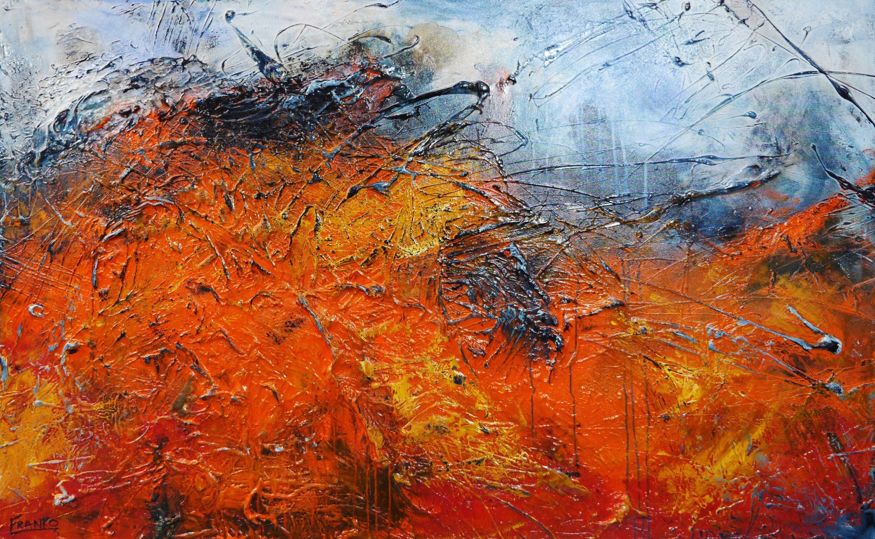 Mirage 160cm x 100cm Orange Blue Textured Abstract Painting-Abstract-[Franko_Artist]-[Australian_artist]-[Gold_Coast]-[Brisbane]-[modern]-[contemporary]-[original]-[Large_artwork]-Franklin Art Studio