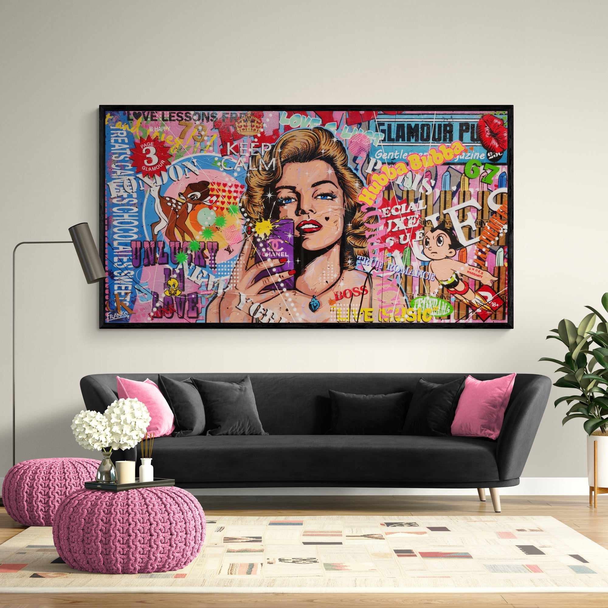 Miss Marvelous 190cm x 100cm Marilyn Monroe Textured Urban Pop Art Painting (SOLD)-Urban Pop Art-[Franko_Artist]-[The_Block]-[Dream_Homes]-[ideas]- [Grand_Designs]-Franklin Art Studio