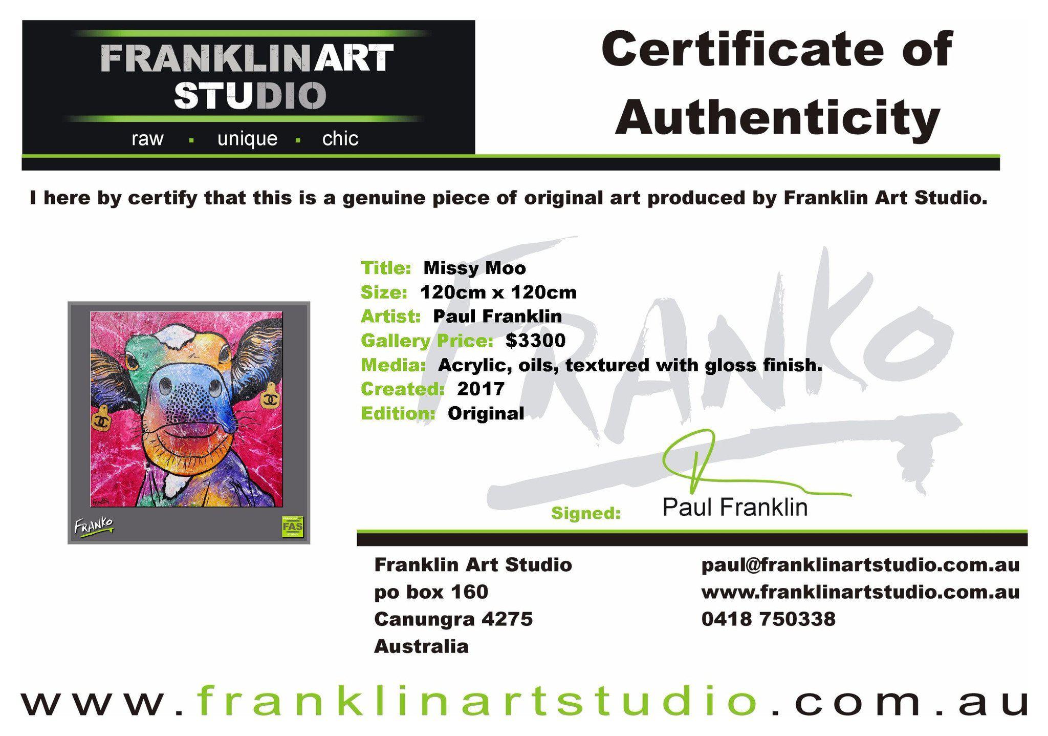 Missy Moo 120cm x 120cm Cow Painting Abstract Realism (SOLD)-Animals-[Franko_Artist]-[The_Block]-[Dream_Homes]-[ideas]- [Grand_Designs]-Franklin Art Studio