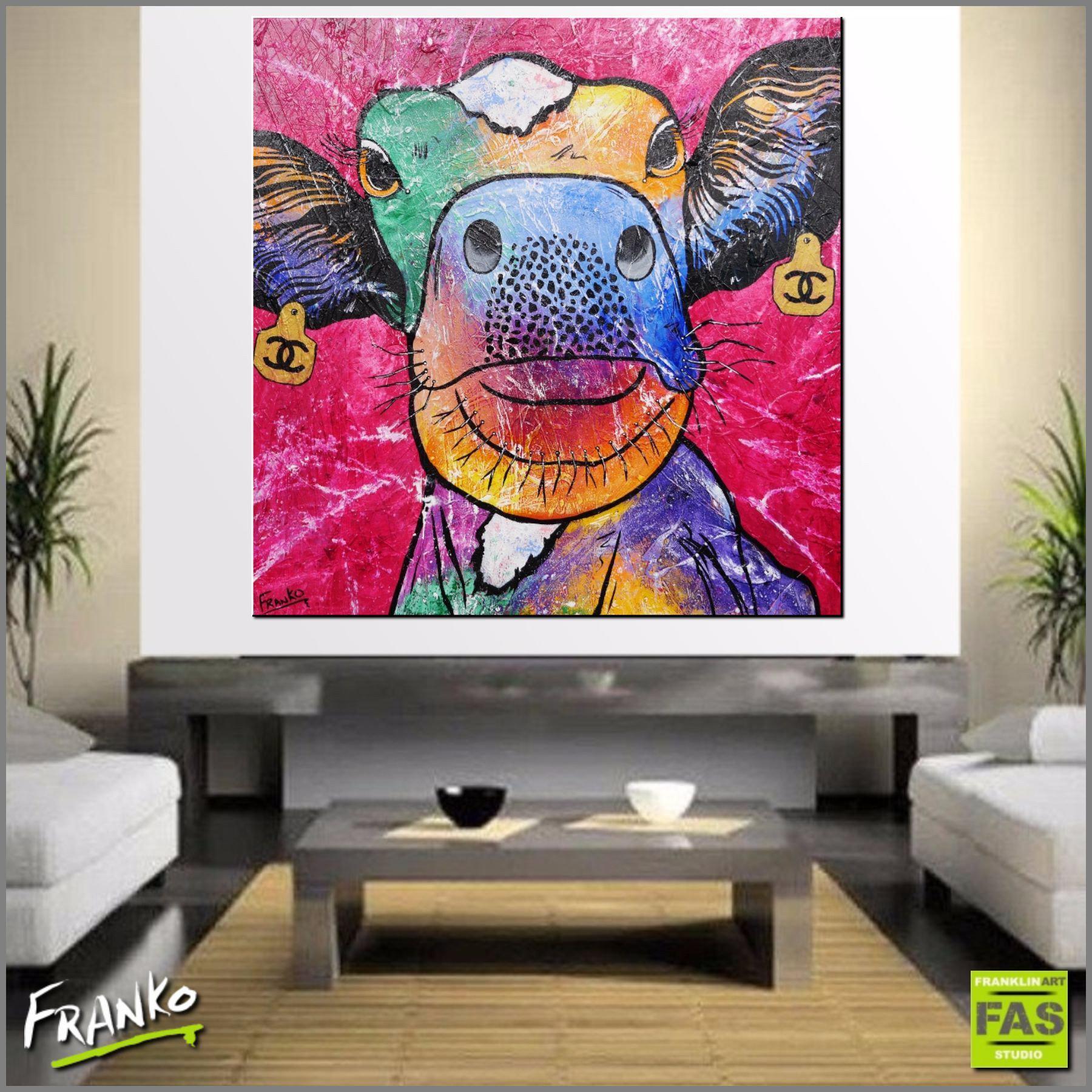 Missy Moo 120cm x 120cm Cow Painting Abstract Realism (SOLD)-Animals-[Franko_Artist]-[Australian_artist]-[Gold_Coast]-[Brisbane]-[modern]-[contemporary]-[original]-[Large_artwork]-[The_Block]-[Dream_Homes]-[ideas]-[Grand_Designs]-[Art_Lover]-Franklin Art Studio