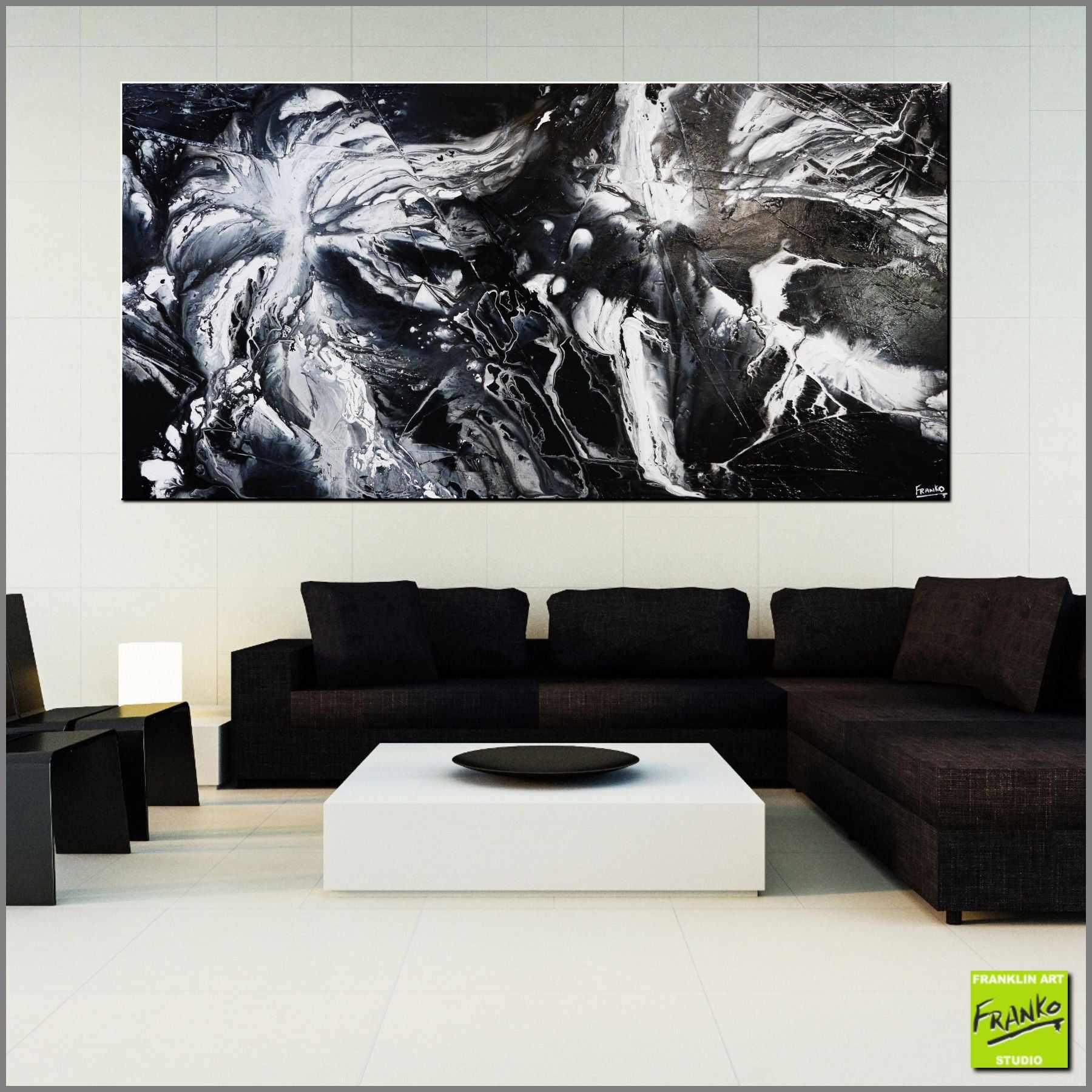 Misty 240cm x 120cm White Black Textured Abstract Painting (SOLD)-Abstract-[Franko_Artist]-[Australian_artist]-[Gold_Coast]-[Brisbane]-[modern]-[contemporary]-[original]-[Large_artwork]-[The_Block]-[Dream_Homes]-[ideas]-[Grand_Designs]-[Art_Lover]-Franklin Art Studio
