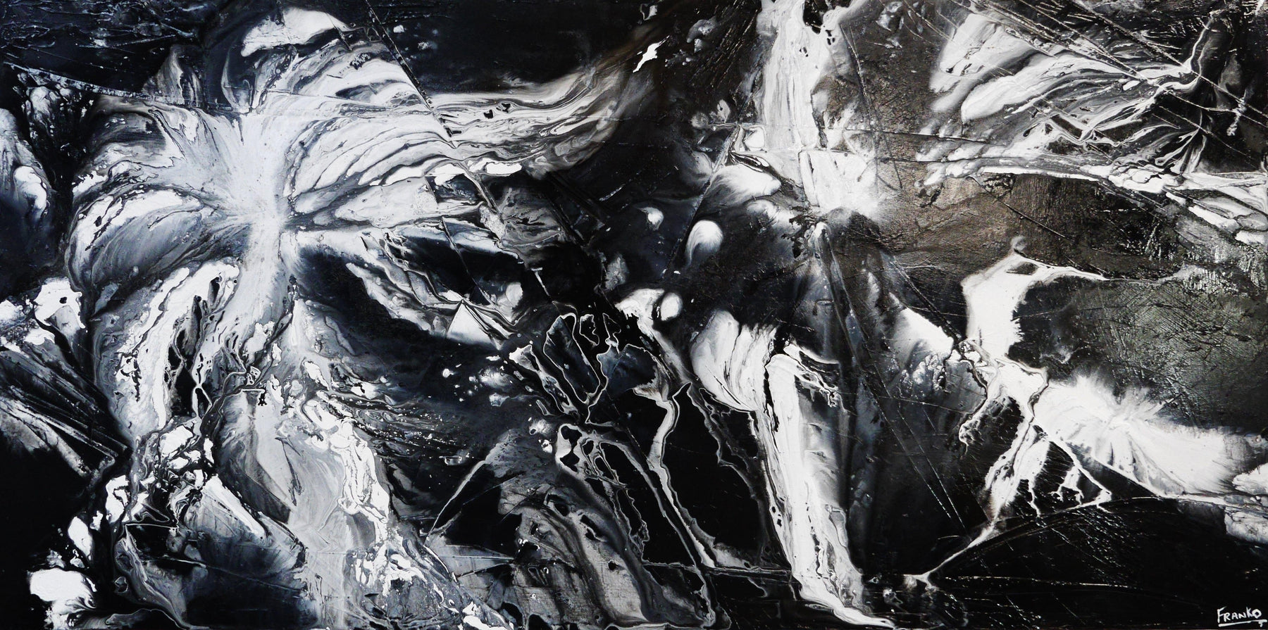 Misty 240cm x 120cm White Black Textured Abstract Painting (SOLD)-Abstract-[Franko_Artist]-[Australian_artist]-[Gold_Coast]-[Brisbane]-[modern]-[contemporary]-[original]-[Large_artwork]-Franklin Art Studio