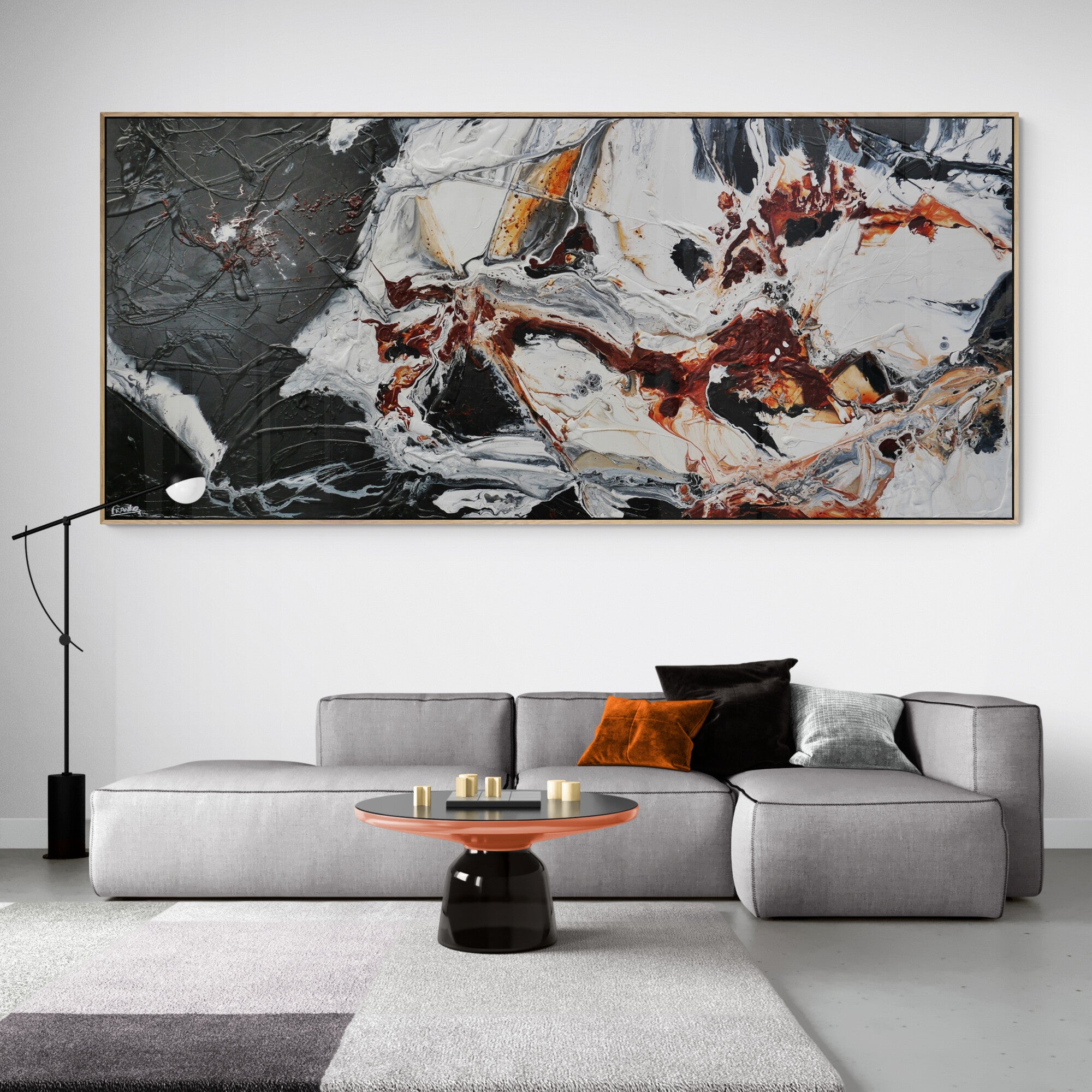 Oxide Slate 270cm x 120cm Oxide Black Grey White Textured Abstract Painting (SOLD)-Abstract-[Franko_Artist]-[The_Block]-[Dream_Homes]-[ideas]-[Grand_Designs]-[Art_Lover]-Franklin Art Studio
