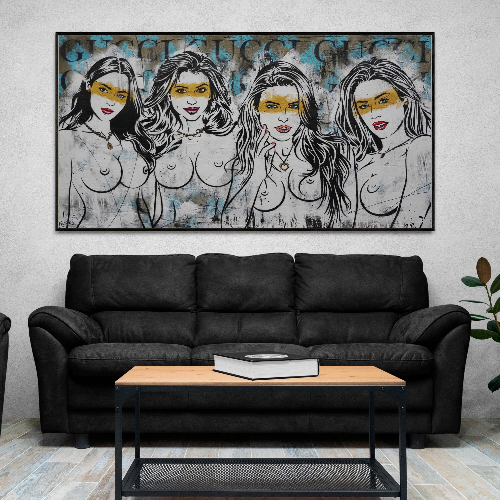 update alt-text with template Parading Four 190cm x 100cm Sexy Nude Industrial Concrete Urban Pop Art Painting (SOLD RHYS)-concrete-[Franko_Artist]-[The_Block]-[Dream_Homes]-[ideas]- [Grand_Designs]-Franklin Art Studio