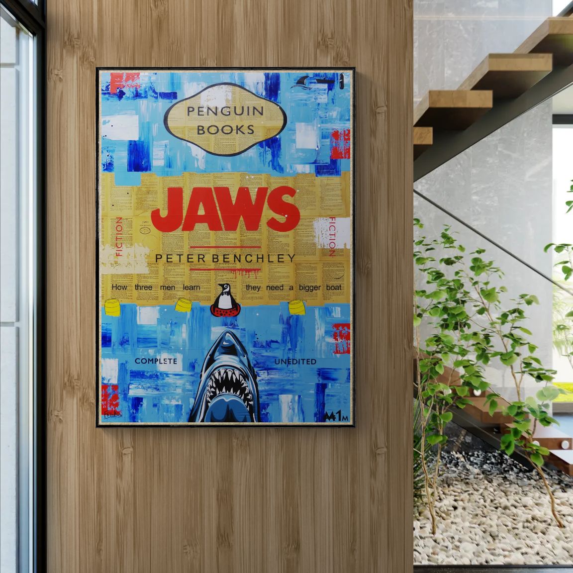 Sharks and Boats 140cm x 100cm Urban Pop Book Club Painting
