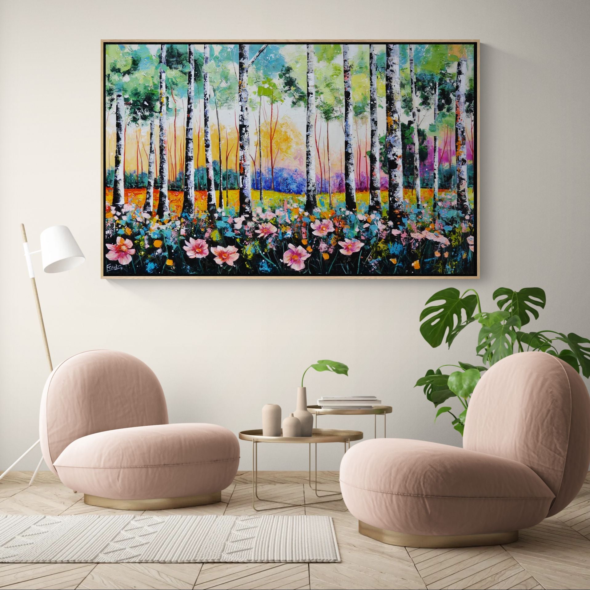 Silver Forest 160cm x 100cm FRAME INC Australian Landscape Abstract Realism Textured Painting (Copy)