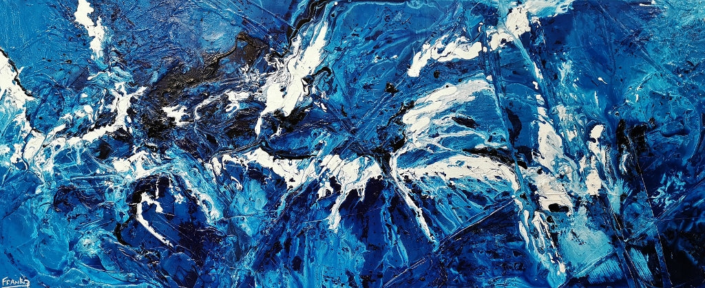 Molten Blue 240cm x 100cm Blue White Textured Abstract Painting (SOLD)-Abstract-[Franko_Artist]-[Australian_artist]-[Gold_Coast]-[Brisbane]-[modern]-[contemporary]-[original]-[Large_artwork]-Franklin Art Studio