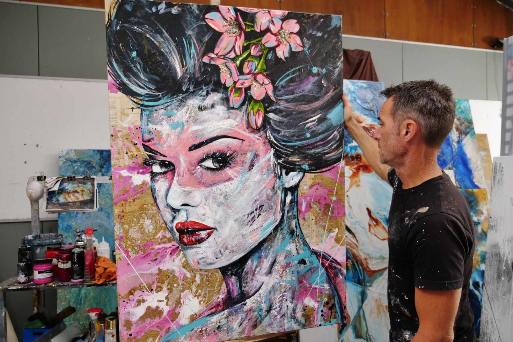 Mon Cheri 140cm x 100cm Woman Abstract Realism Book Club Painting (SOLD)-book club-[Franko_Artist]-[The_Block]-[Dream_Homes]-[ideas]- [Grand_Designs]-Franklin Art Studio