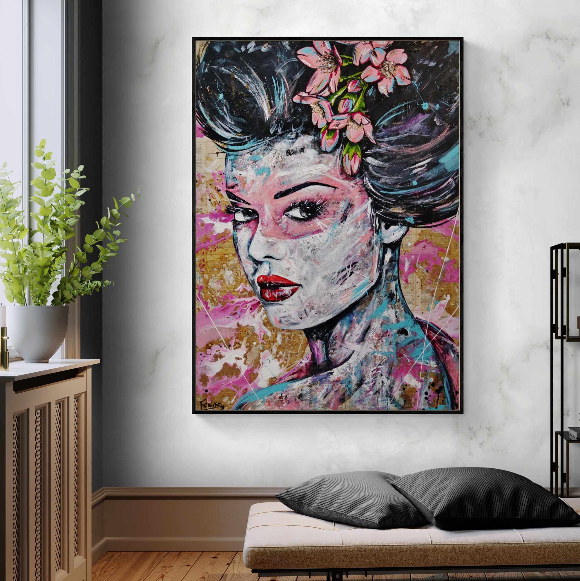 Mon Cheri 140cm x 100cm Woman Abstract Realism Book Club Painting (SOLD)-book club-[Franko_Artist]-[Australian_artist]-[Gold_Coast]-[Brisbane]-[modern]-[contemporary]-[original]-[Large_artwork]-[The_Block]-[Dream_Homes]-[ideas]-[Grand_Designs]-[Art_Lover]-Franklin Art Studio