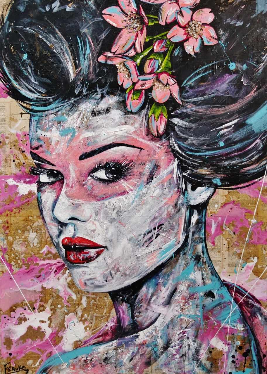 Mon Cheri 140cm x 100cm Woman Abstract Realism Book Club Painting (SOLD)-book club-[Franko_Artist]-[Australian_artist]-[Gold_Coast]-[Brisbane]-[modern]-[contemporary]-[original]-[Large_artwork]-Franklin Art Studio