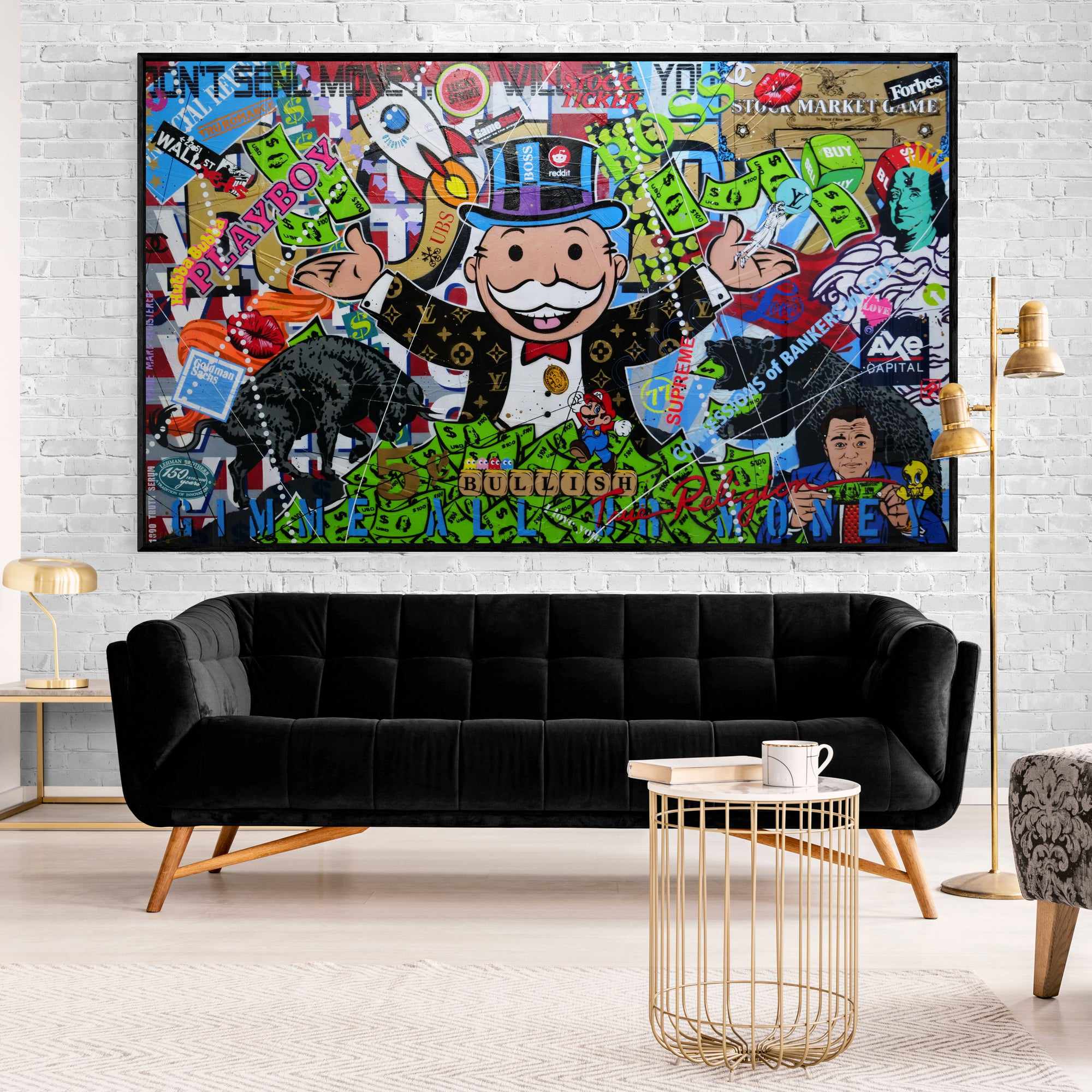 Monopoly Stock Picker 250cm x 150cm Textured Urban Pop Art Painting (SOLD)-Urban Pop Art-[Franko_Artist]-[The_Block]-[Dream_Homes]-[ideas]-[Grand_Designs]-[Art_Lover]-Franklin Art Studio