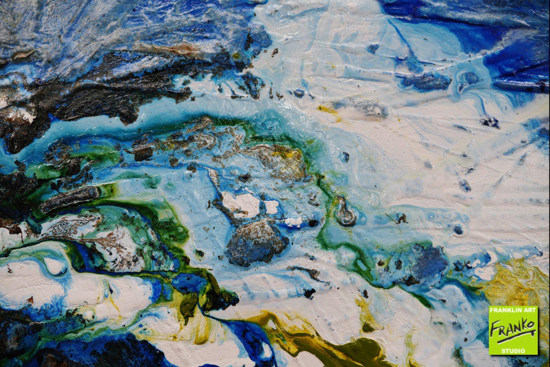 Mothers Nature 140cm x 100cm Blue Green Textured Abstract Painting (SOLD)