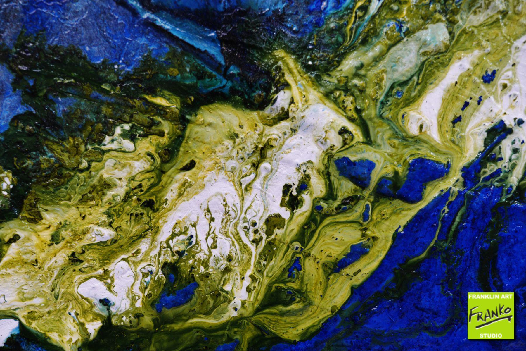 Mothers Nature 140cm x 100cm Blue Green Textured Abstract Painting (SOLD)