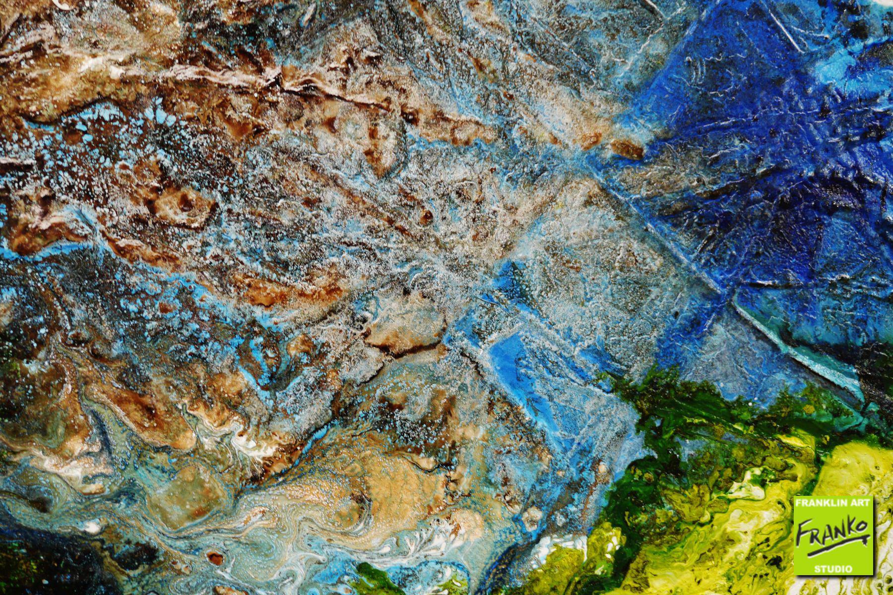 Mothers Nature 140cm x 100cm Blue Green Textured Abstract Painting (SOLD)-Abstract-[Franko]-[Artist]-[Australia]-[Painting]-Franklin Art Studio