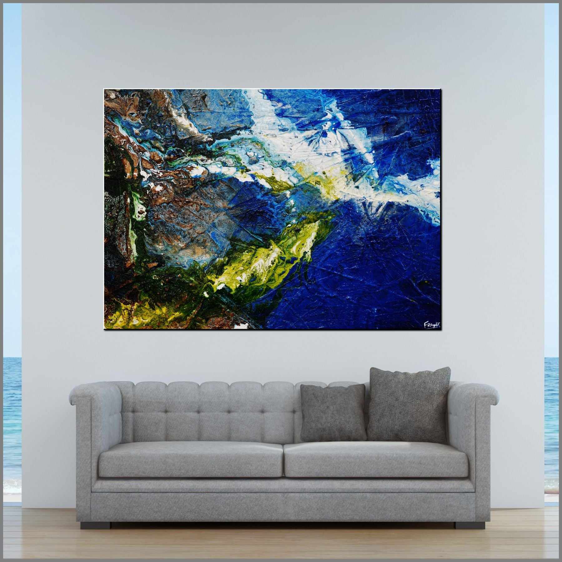 Mothers Nature 140cm x 100cm Blue Green Textured Abstract Painting (SOLD)-Abstract-[Franko_Artist]-[Australian_artist]-[Gold_Coast]-[Brisbane]-[modern]-[contemporary]-[original]-[Large_artwork]-[The_Block]-[Dream_Homes]-[ideas]-[Grand_Designs]-[Art_Lover]-Franklin Art Studio