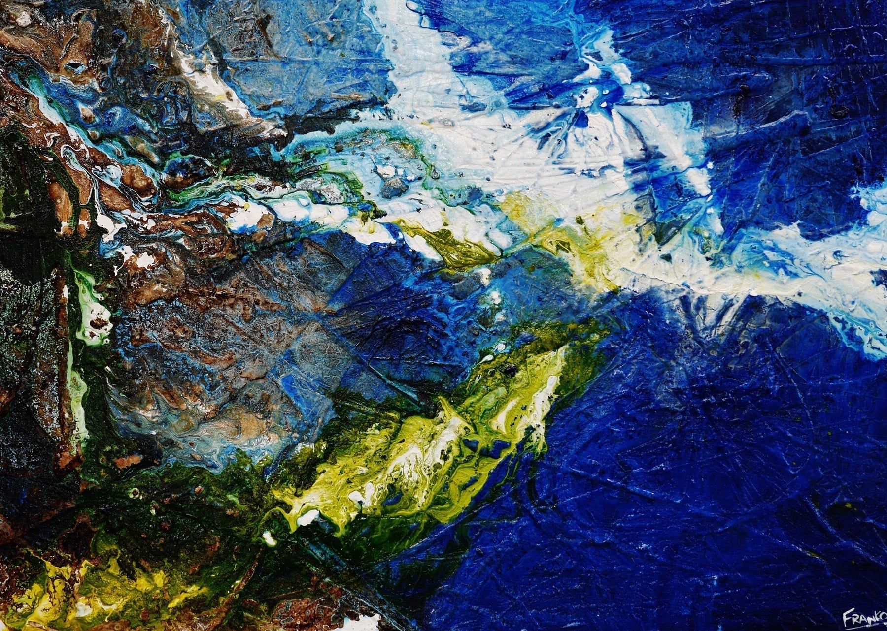Mothers Nature 140cm x 100cm Blue Green Textured Abstract Painting (SOLD)-Abstract-[Franko_Artist]-[Australian_artist]-[Gold_Coast]-[Brisbane]-[modern]-[contemporary]-[original]-[Large_artwork]-Franklin Art Studio