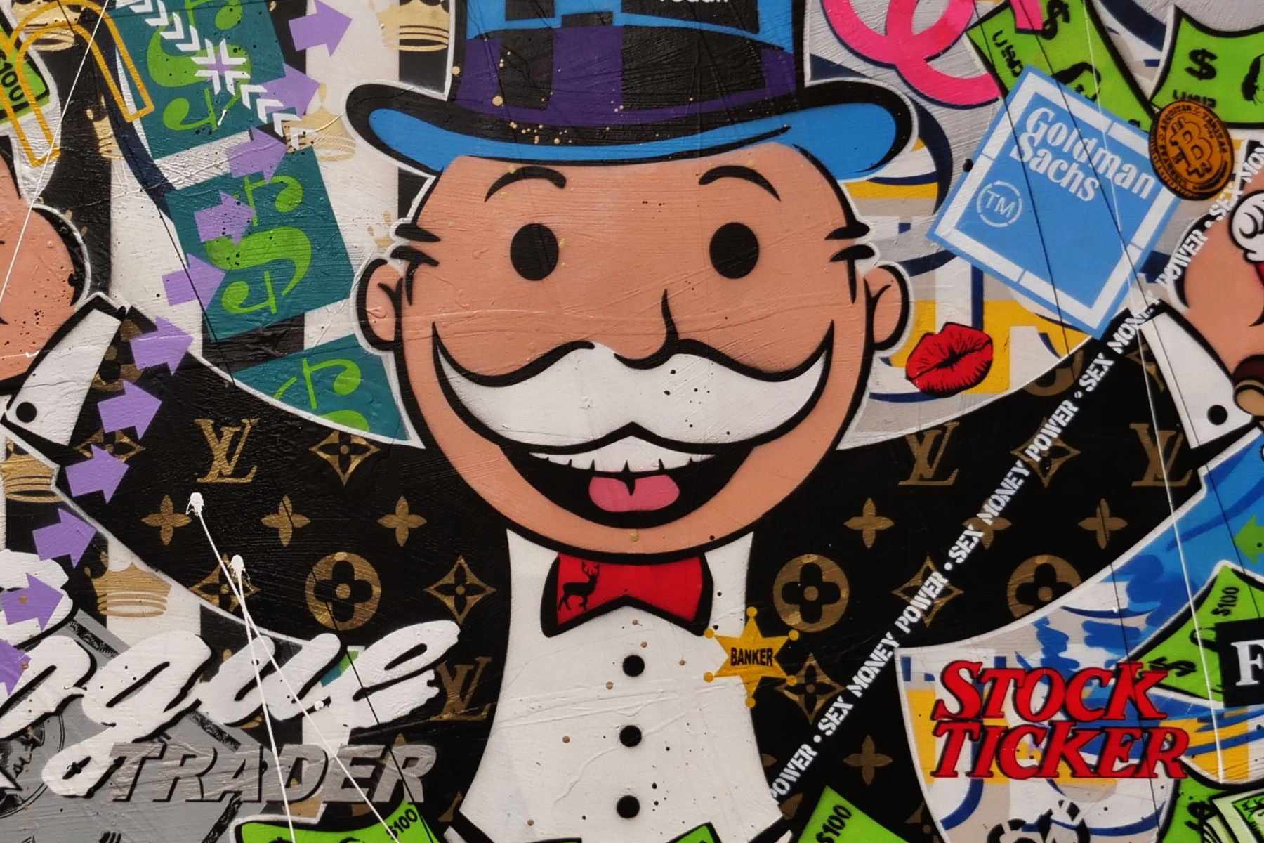 Mr Monopoly Temptation 270cm x 120cm Monopoly Man Textured Urban Pop Art Painting (SOLD)