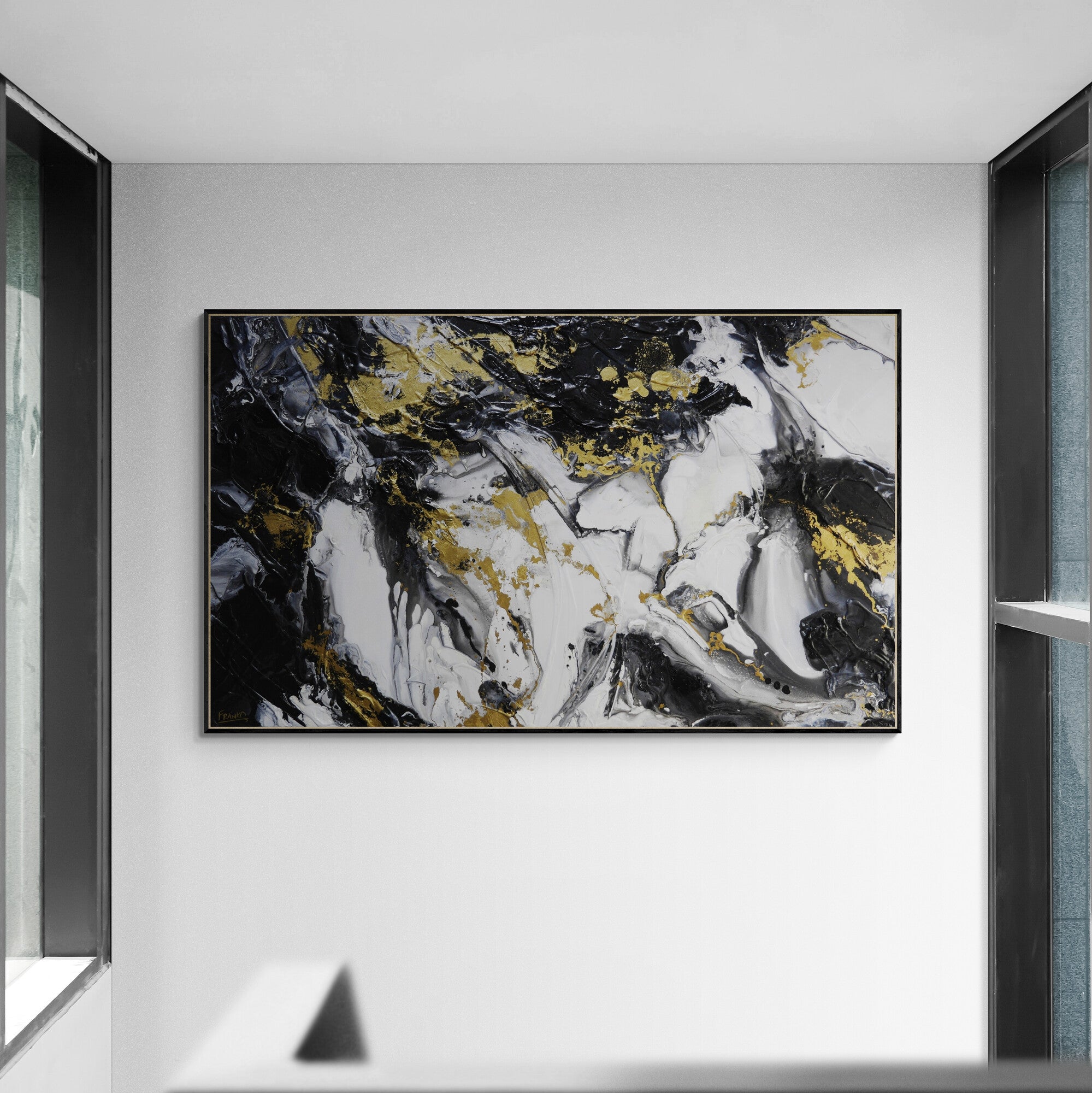 update alt-text with template Chasing Bullion 200cm x 120cm Black White Metallic Gold Textured Abstract Painting-Abstract-[Franko_Artist]-[The_Block]-[Dream_Homes]-[ideas]- [Grand_Designs]-Franklin Art Studio