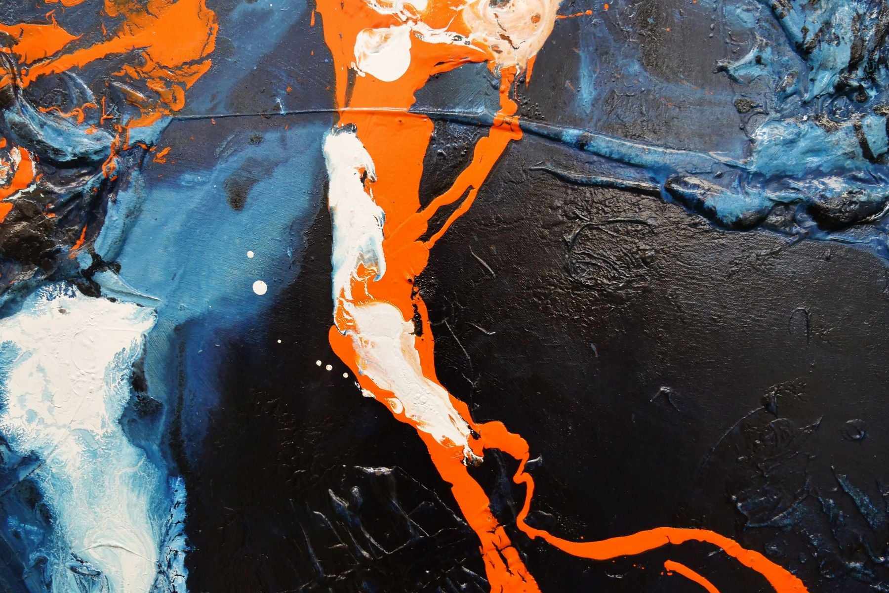 Naked Oranges 140cm x 100cm Orange Blue Textured Abstract Painting (SOLD)