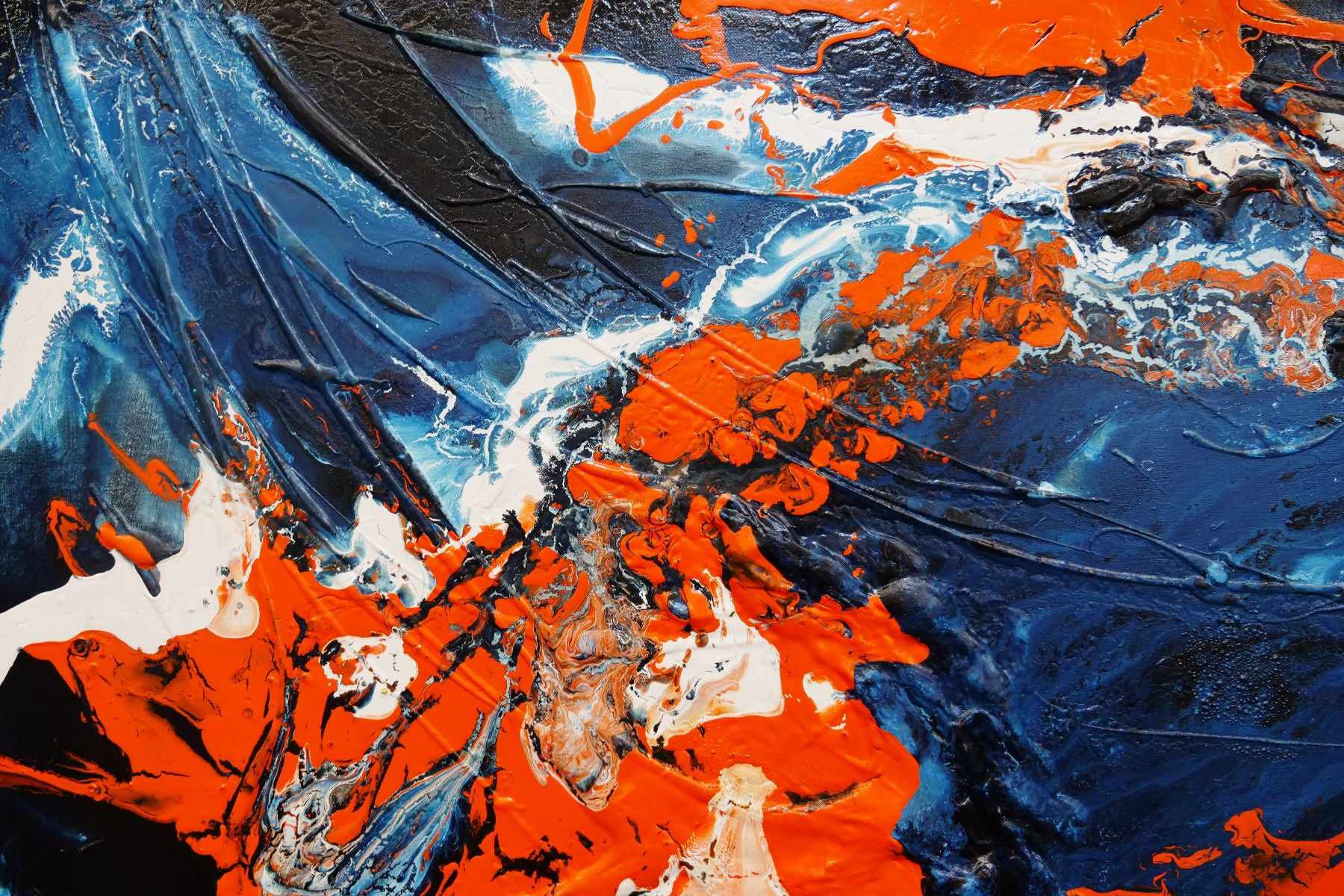 Naked Oranges 140cm x 100cm Orange Blue Textured Abstract Painting (SOLD)-Abstract-[Franko]-[Artist]-[Australia]-[Painting]-Franklin Art Studio