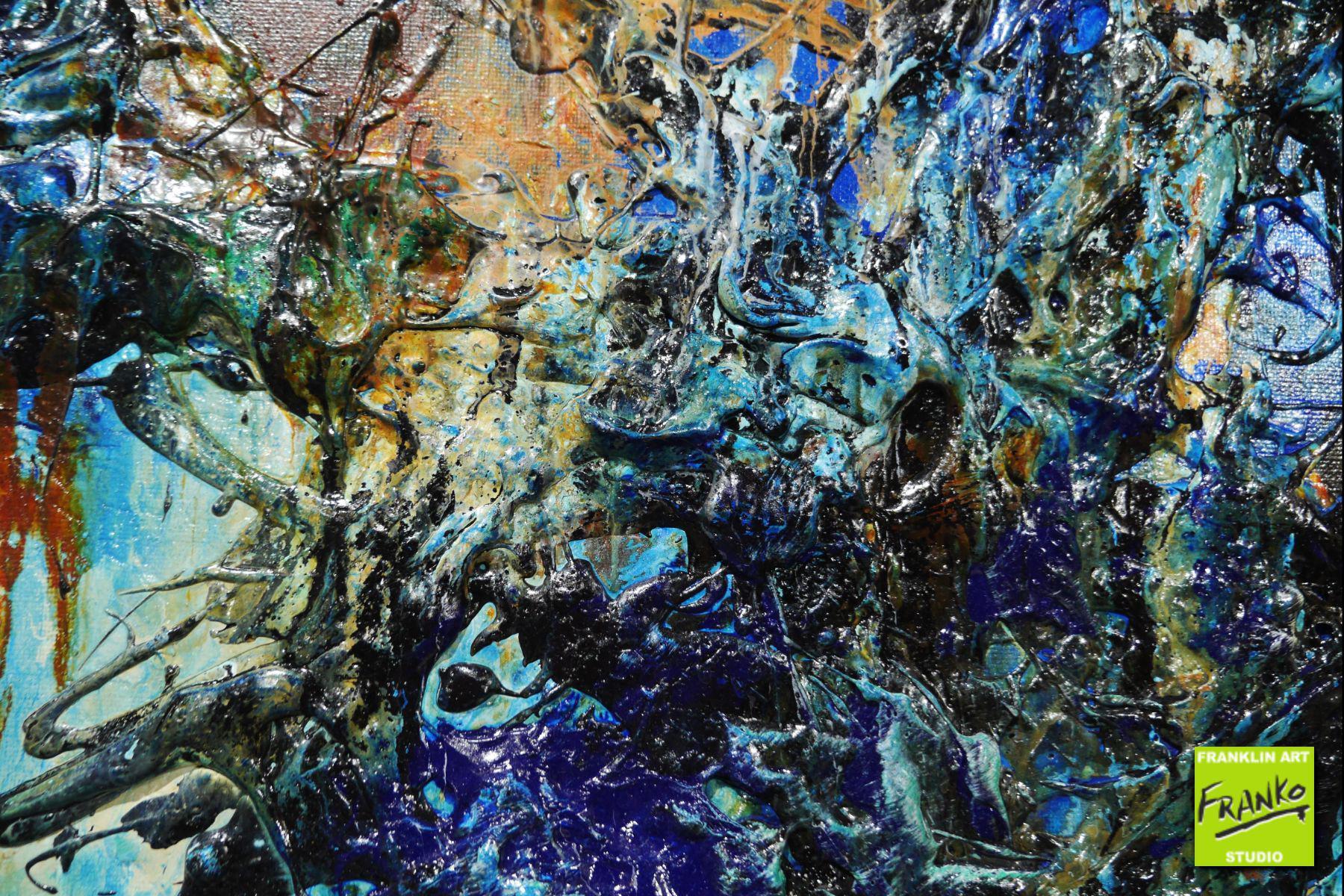 Nature 240cm x 100cm Blue Green Textured Abstract Painting (SOLD)