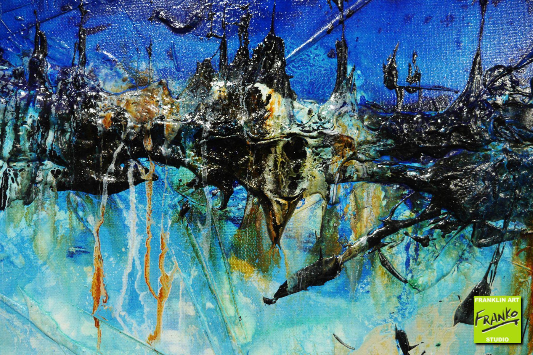 Nature 240cm x 100cm Blue Green Textured Abstract Painting (SOLD)-Abstract-[Franko]-[Artist]-[Australia]-[Painting]-Franklin Art Studio
