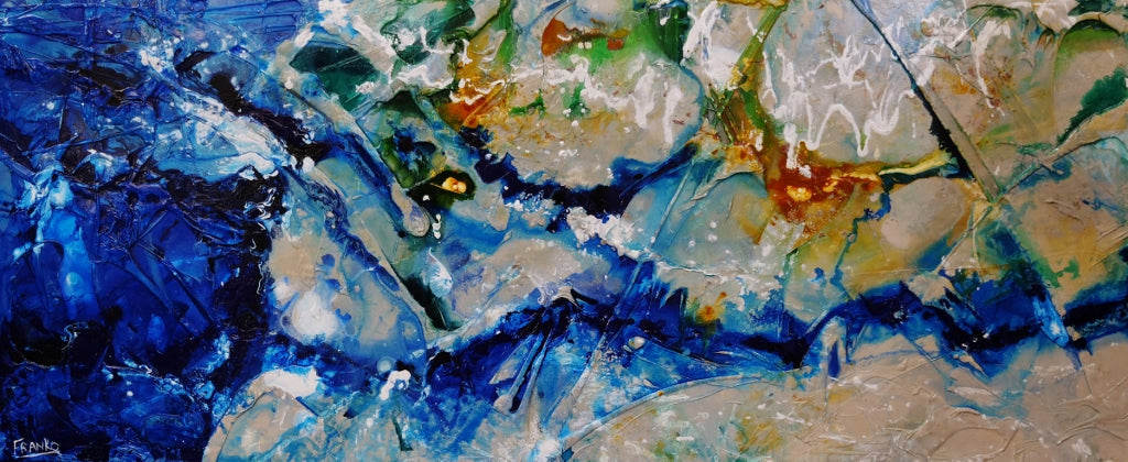 Natures Bloom 240cm x 100cm Blue Grey Green Textured Abstract Painting (SOLD)-Abstract-[Franko_Artist]-[Australian_artist]-[Gold_Coast]-[Brisbane]-[modern]-[contemporary]-[original]-[Large_artwork]-Franklin Art Studio