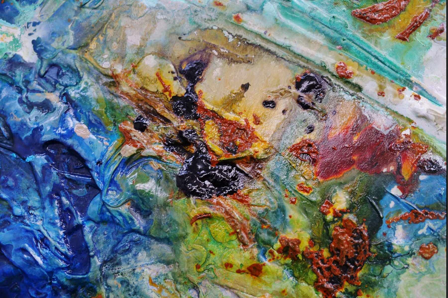Natures Essence 240cm x 100cm Blue Cream Green Textured Abstract Painting (SOLD)
