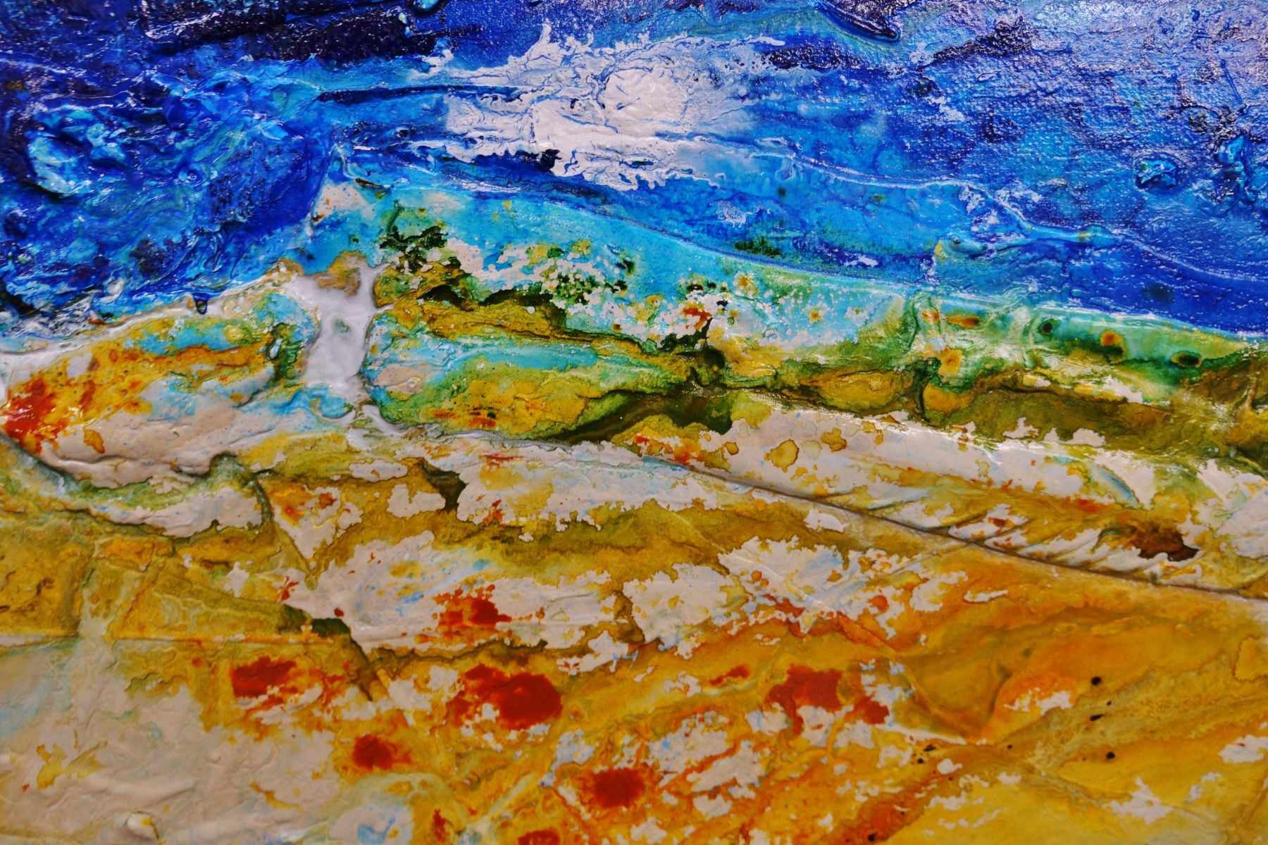 Natures Essence 240cm x 100cm Blue Cream Green Textured Abstract Painting (SOLD)-Abstract-[Franko]-[Artist]-[Australia]-[Painting]-Franklin Art Studio