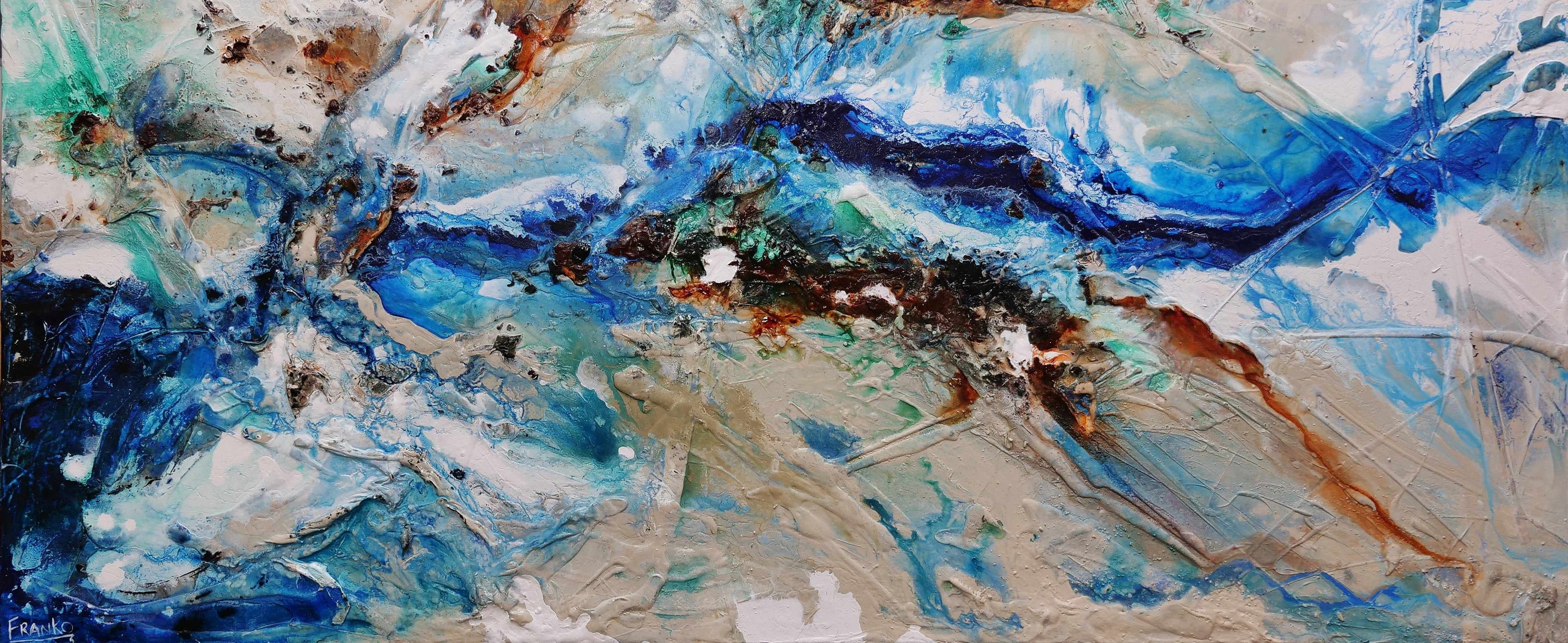 Natures Grace 240cm x 100cm Blue Cream Oxide Textured Abstract Painting (SOLD)-Abstract-[Franko_Artist]-[Australian_artist]-[Gold_Coast]-[Brisbane]-[modern]-[contemporary]-[original]-[Large_artwork]-Franklin Art Studio