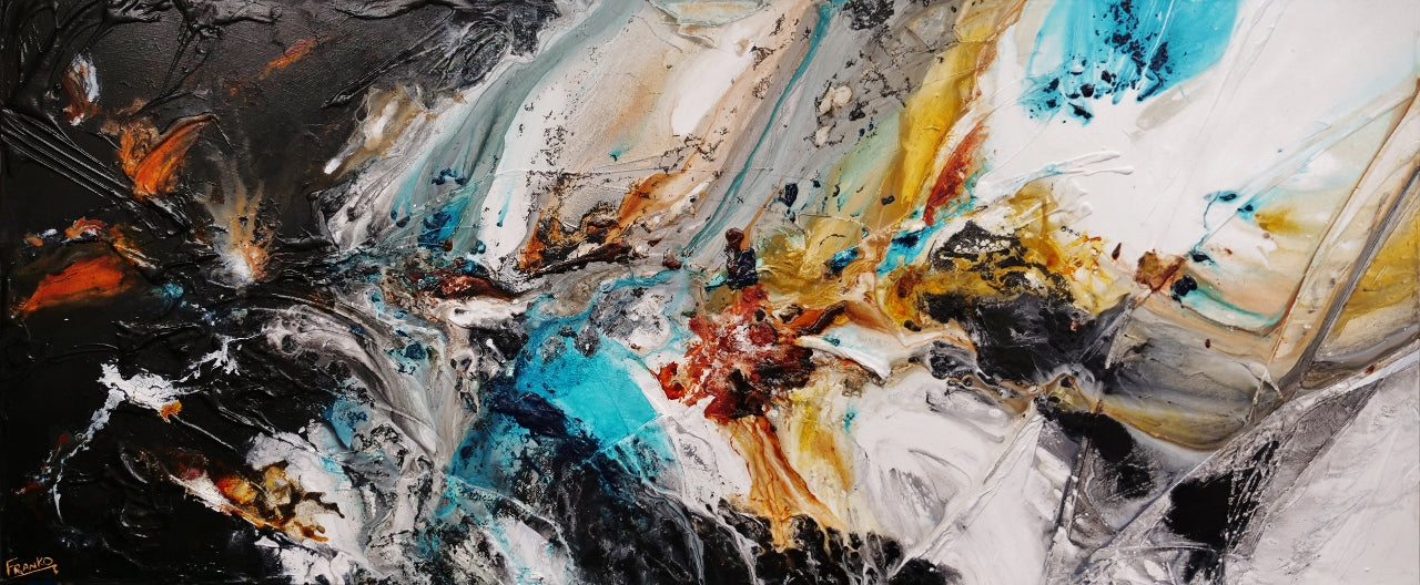 Natures Potion 240cm x 100cm Black White Teal Sienna Textured Abstract Painting (SOLD)-Abstract-[Franko_Artist]-[Australian_artist]-[Gold_Coast]-[Brisbane]-[modern]-[contemporary]-[original]-[Large_artwork]-Franklin Art Studio