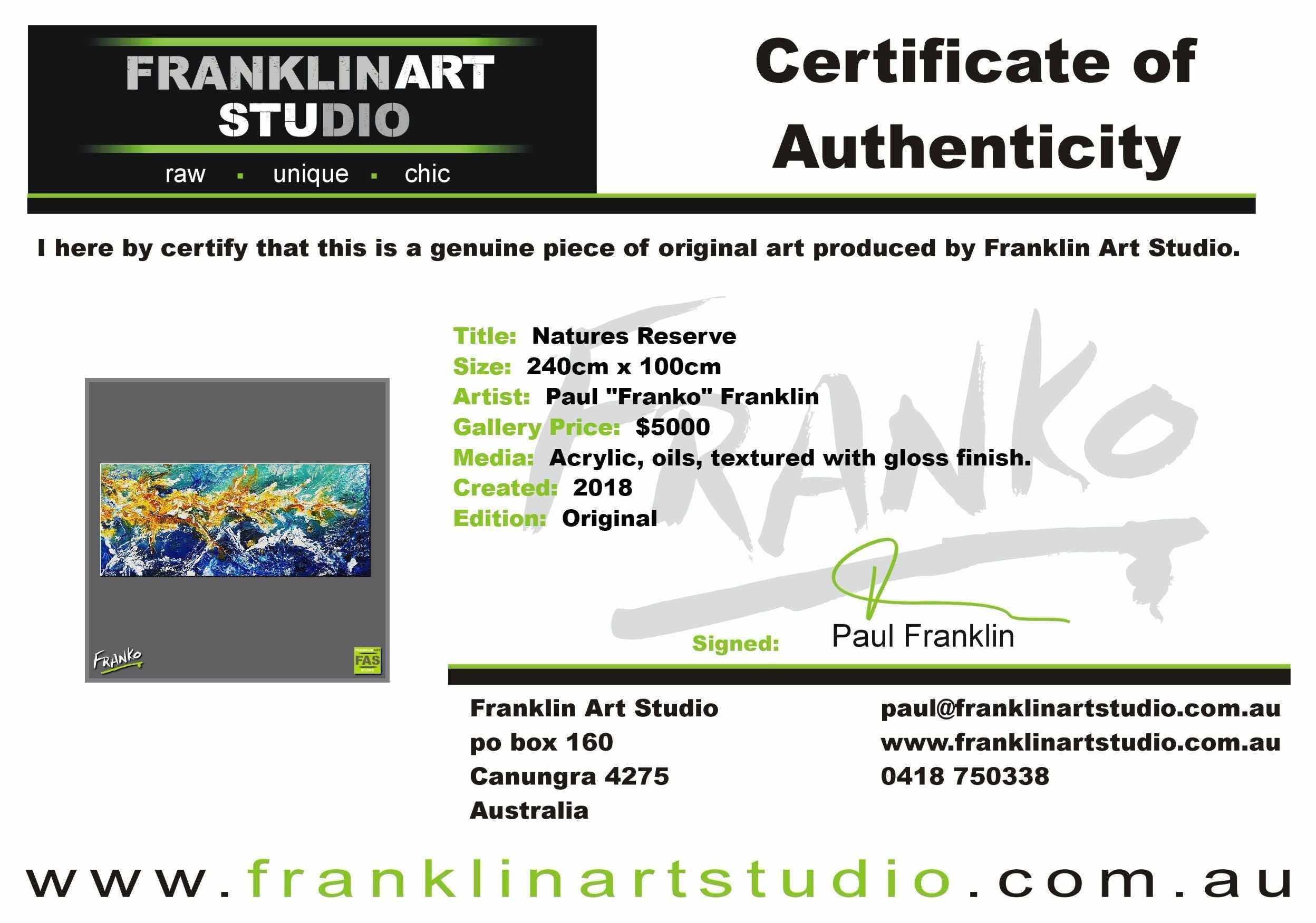 Natures Reserve 240cm x 100cm Blue Sienna Abstract Painting (SOLD)-Abstract-[Franko_Artist]-[The_Block]-[Dream_Homes]-[ideas]-[Grand_Designs]-[Art_Lover]-Franklin Art Studio