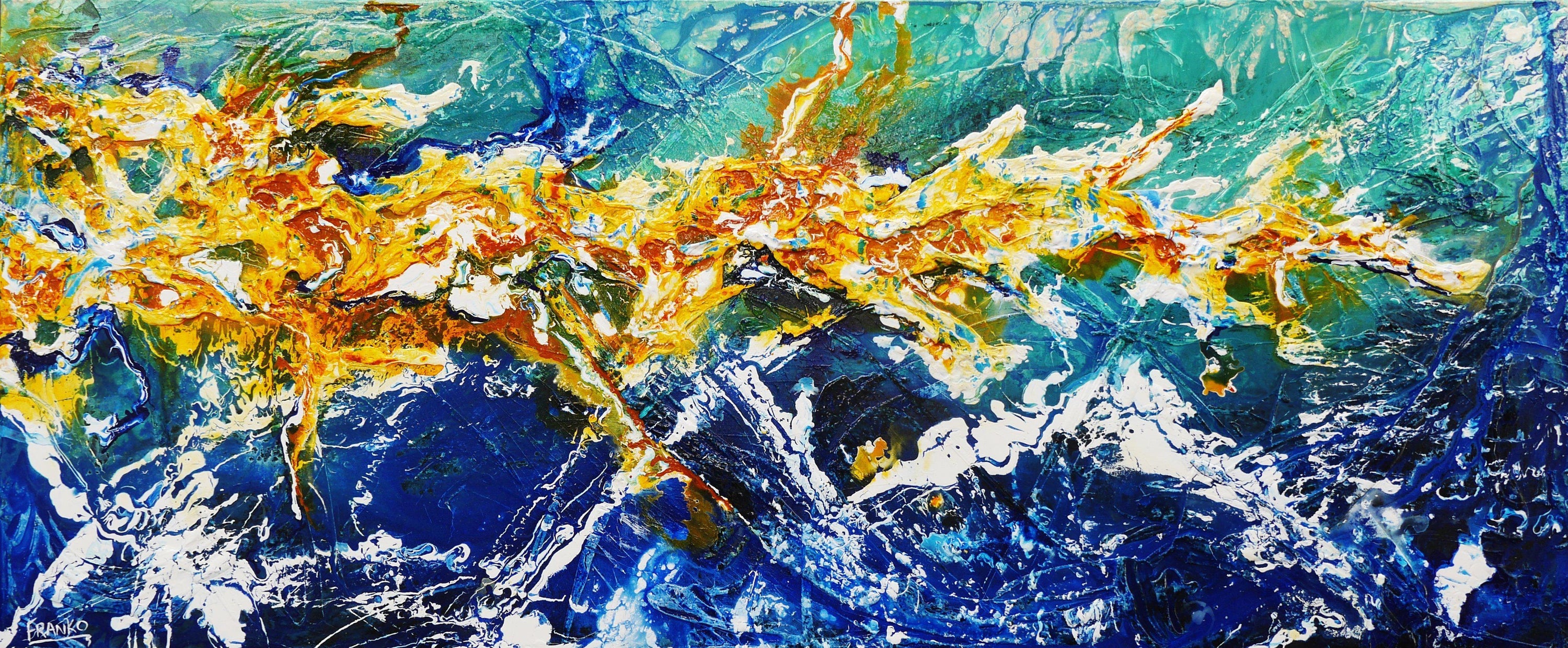 Natures Reserve 240cm x 100cm Blue Sienna Abstract Painting (SOLD)-Abstract-[Franko_Artist]-[Australian_artist]-[Gold_Coast]-[Brisbane]-[modern]-[contemporary]-[original]-[Large_artwork]-Franklin Art Studio