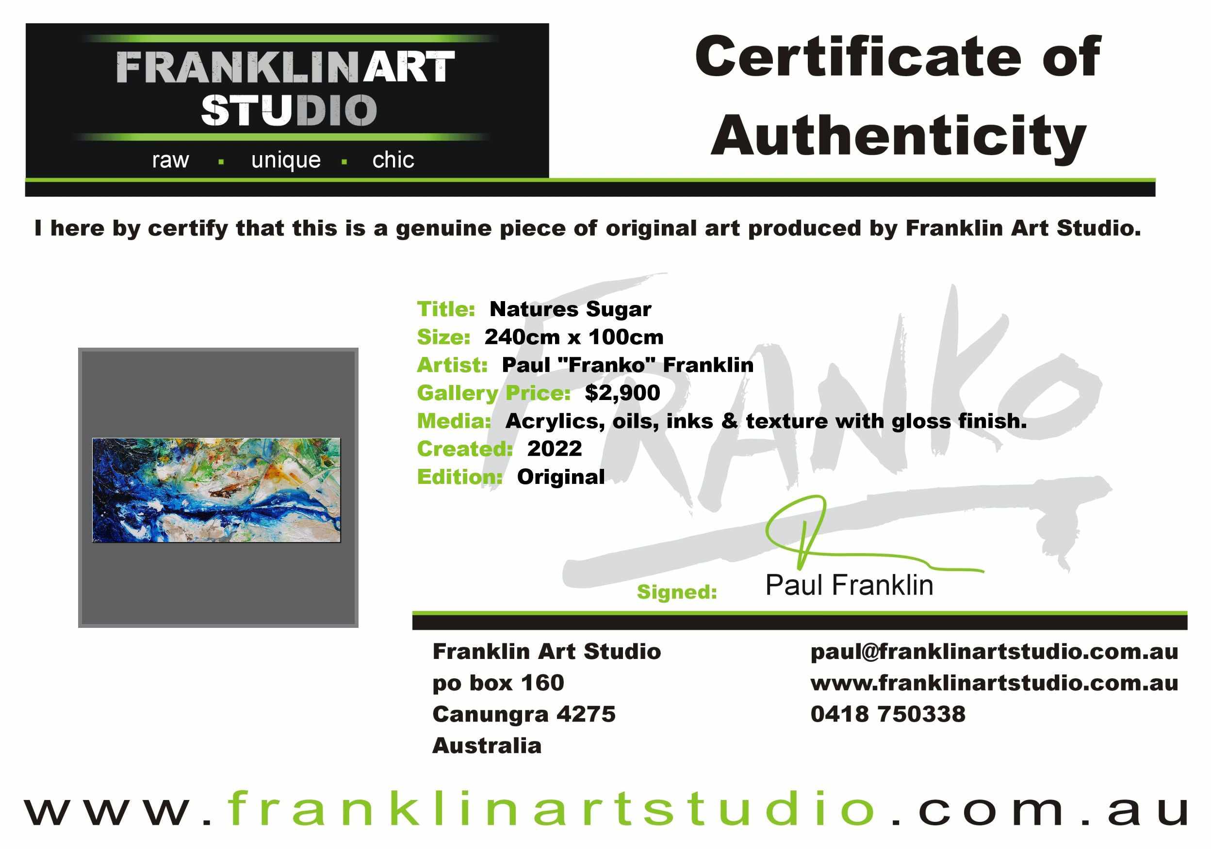 Natures Sugar 240cm x 100cm Green Cream Blue Textured Abstract Painting (SOLD)-Abstract-[Franko_Artist]-[The_Block]-[Dream_Homes]-[ideas]-[Grand_Designs]-[Art_Lover]-Franklin Art Studio